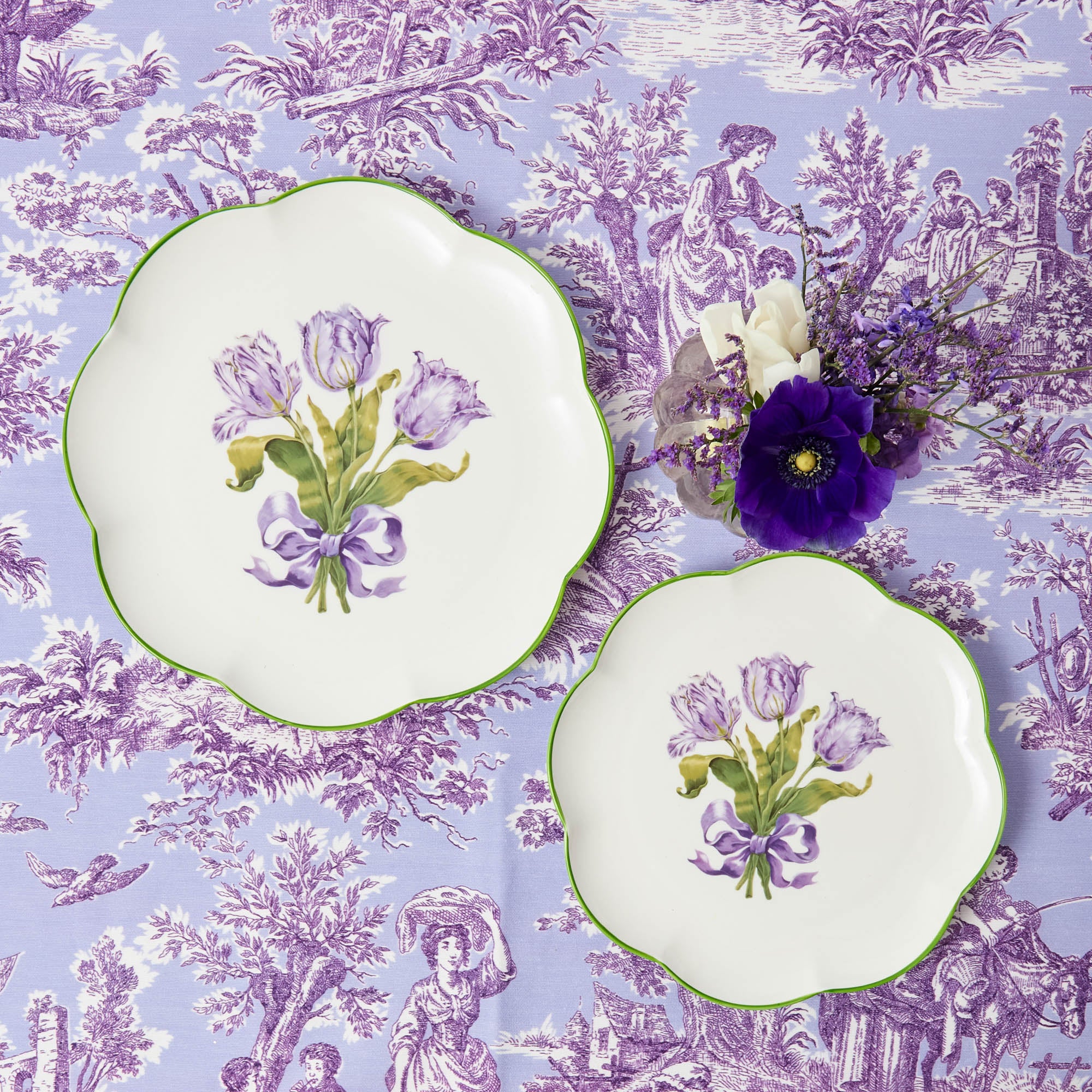 Purple Ottilie Toile Tablecloth - Image 7