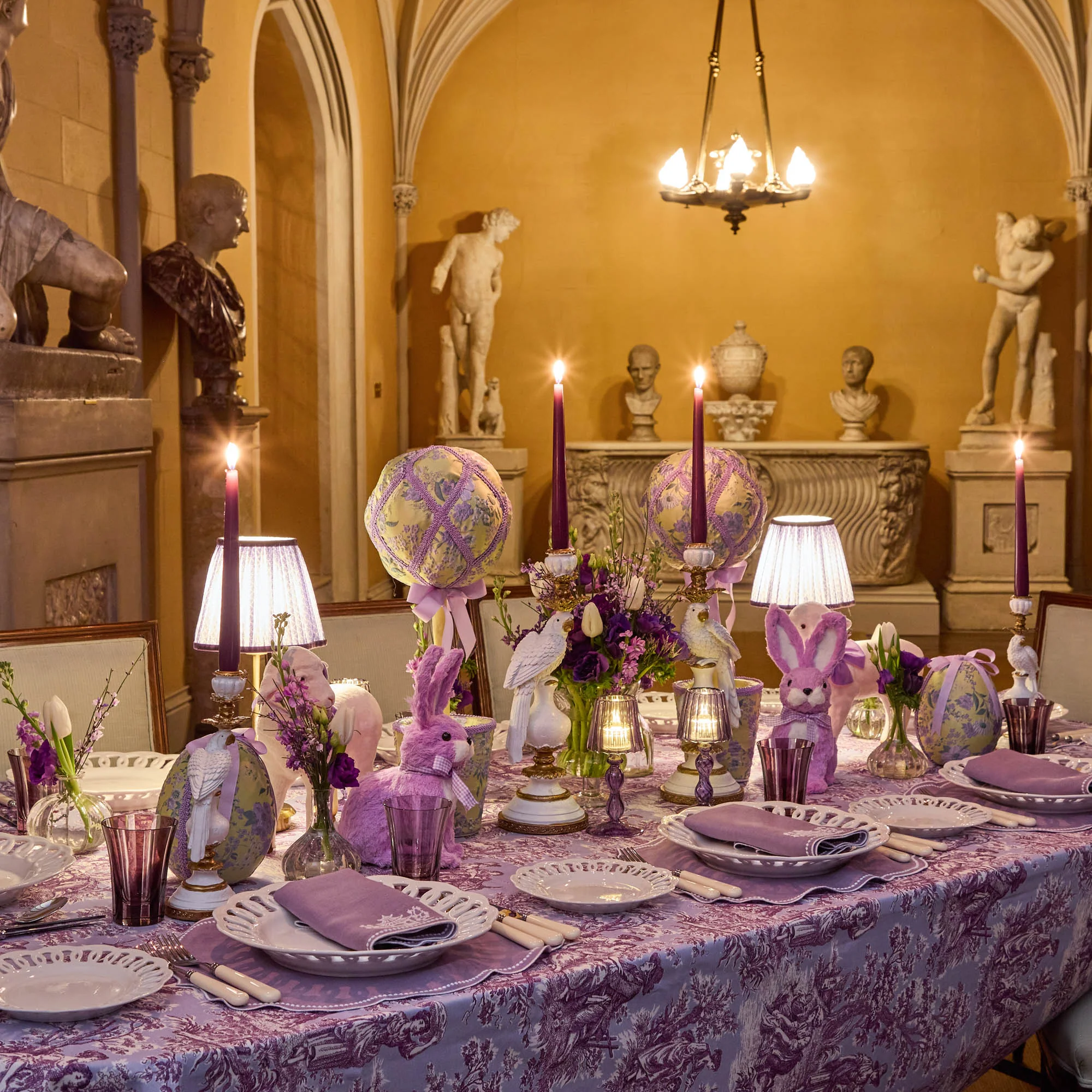 Purple Ottilie Toile Tablecloth - Image 8