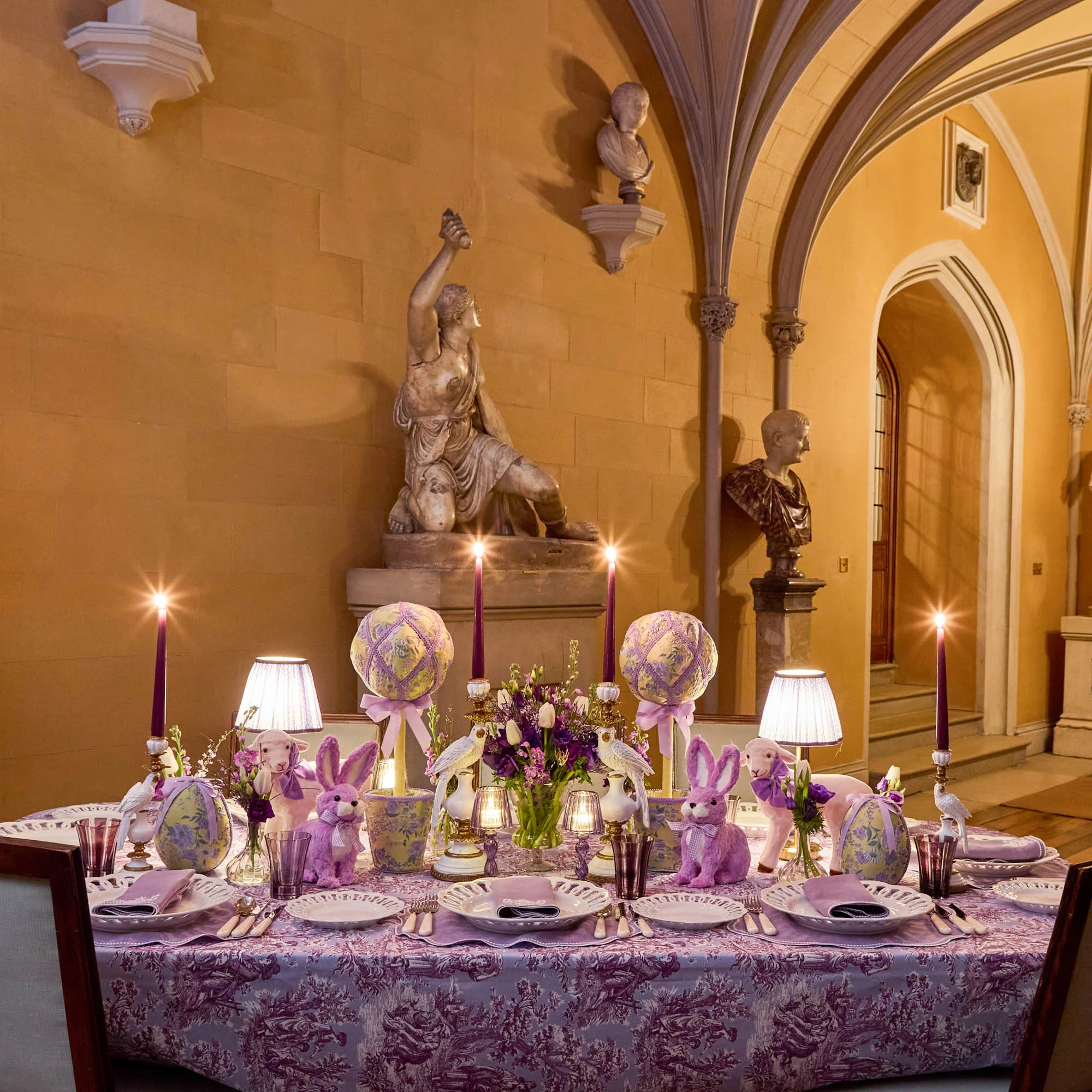 Purple Ottilie Toile Tablecloth - Image 9