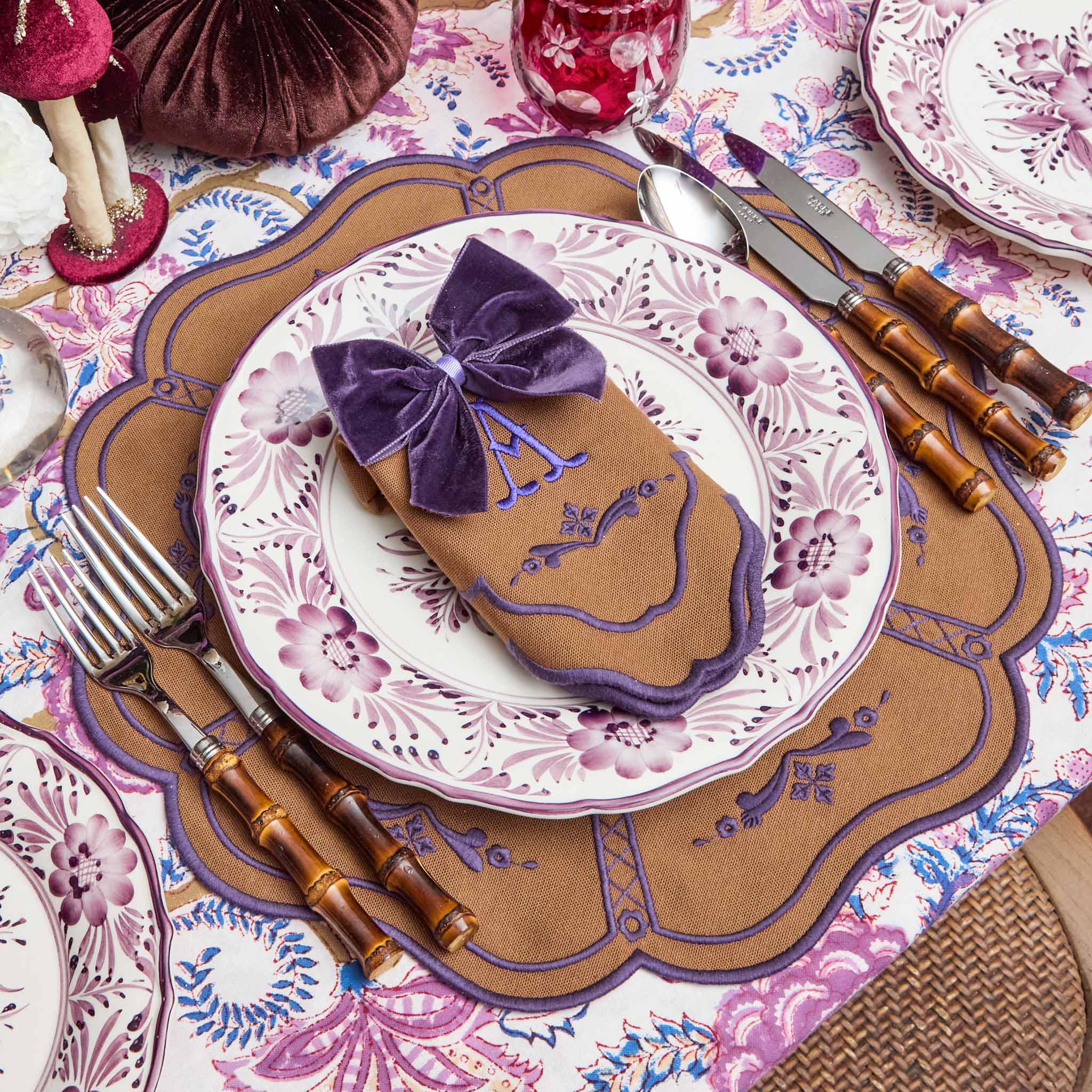 Purple Velvet Napkin Bows (Set of 4) - Image 2