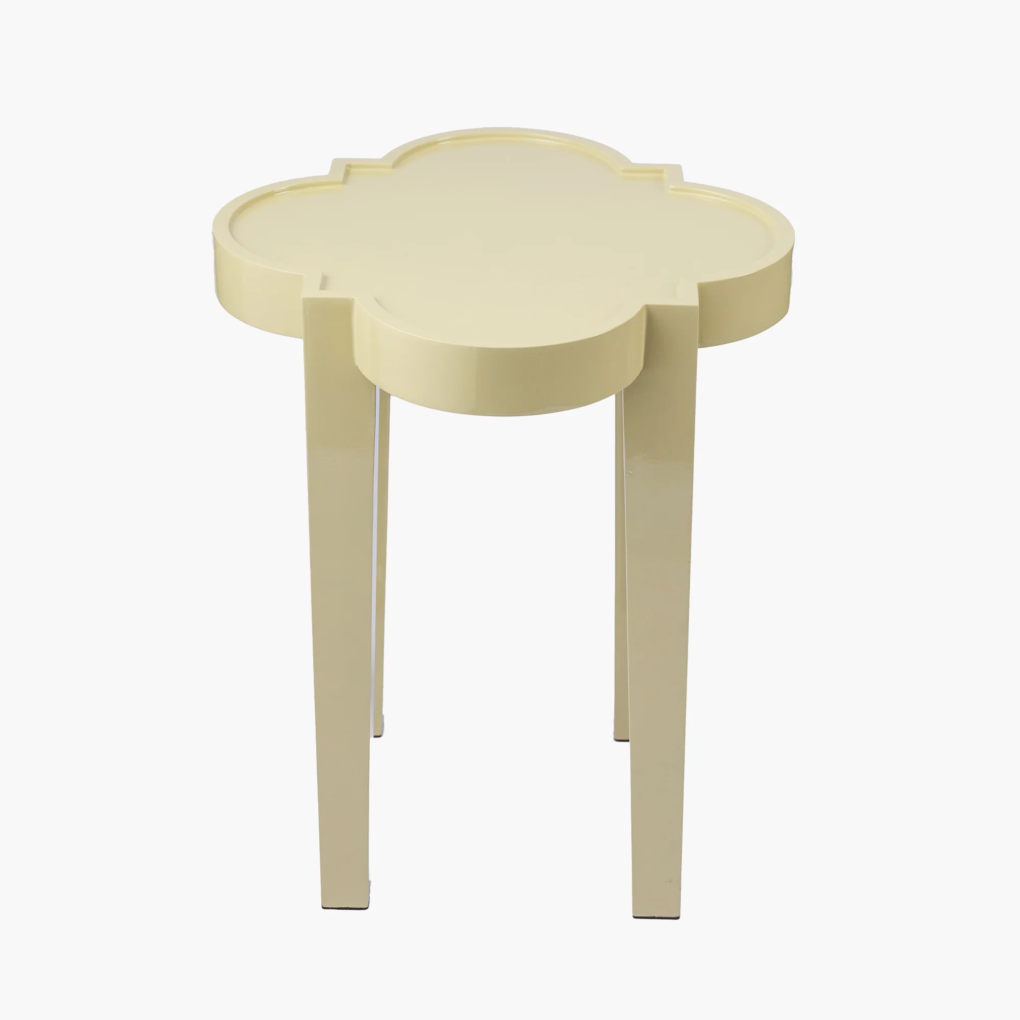 Putty Lacquer Quatrefoil Side Table - Image 6