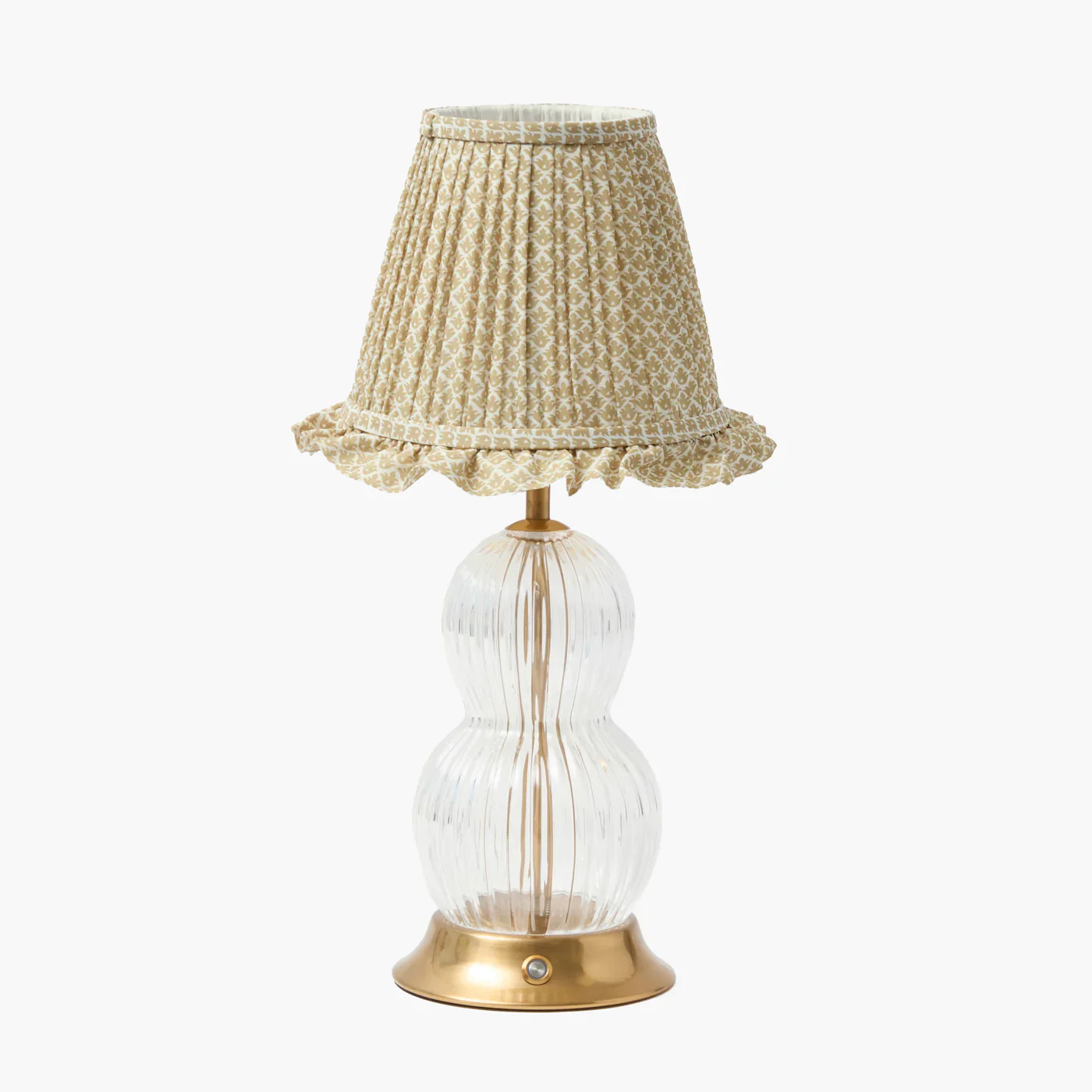Glass Bardot Rechargeable Lamp with Putty Lotus Ruffle Shade (18cm)