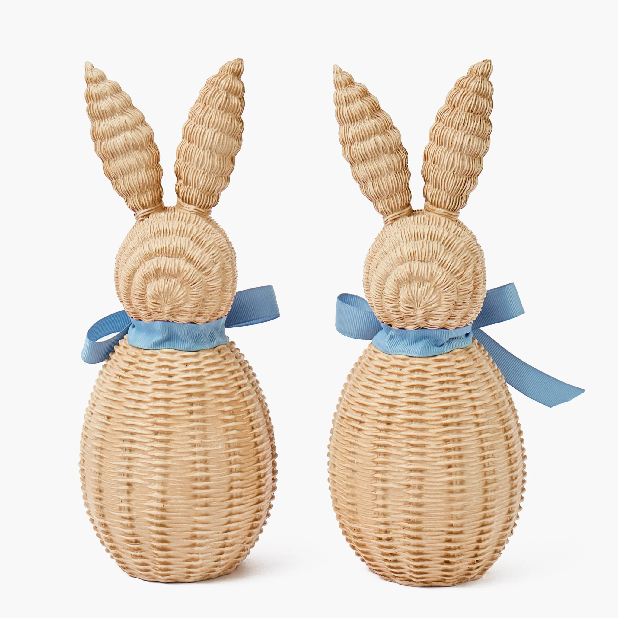 Rattan Bunny with Blue Bow (Pair) - Image 12