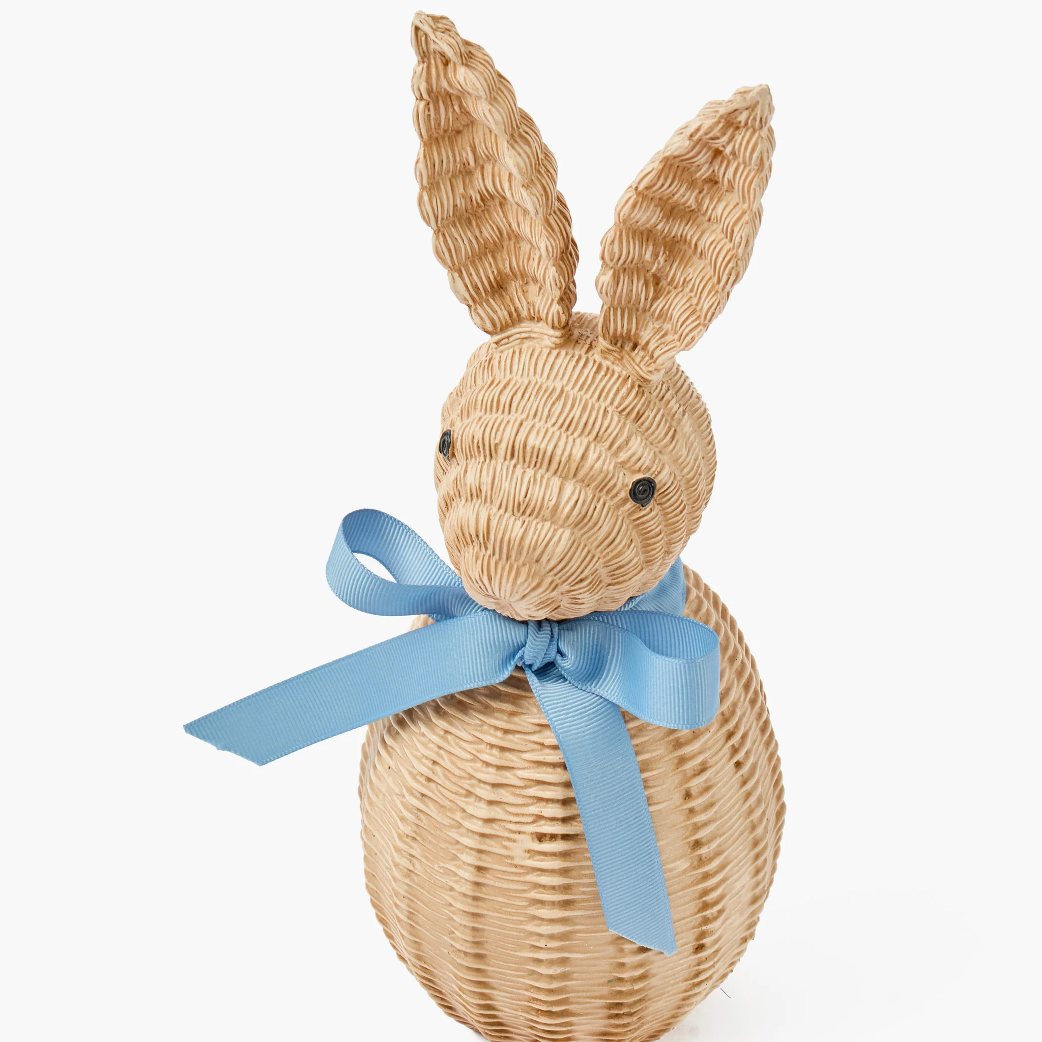 Rattan Bunny with Blue Bow (Pair) - Image 8