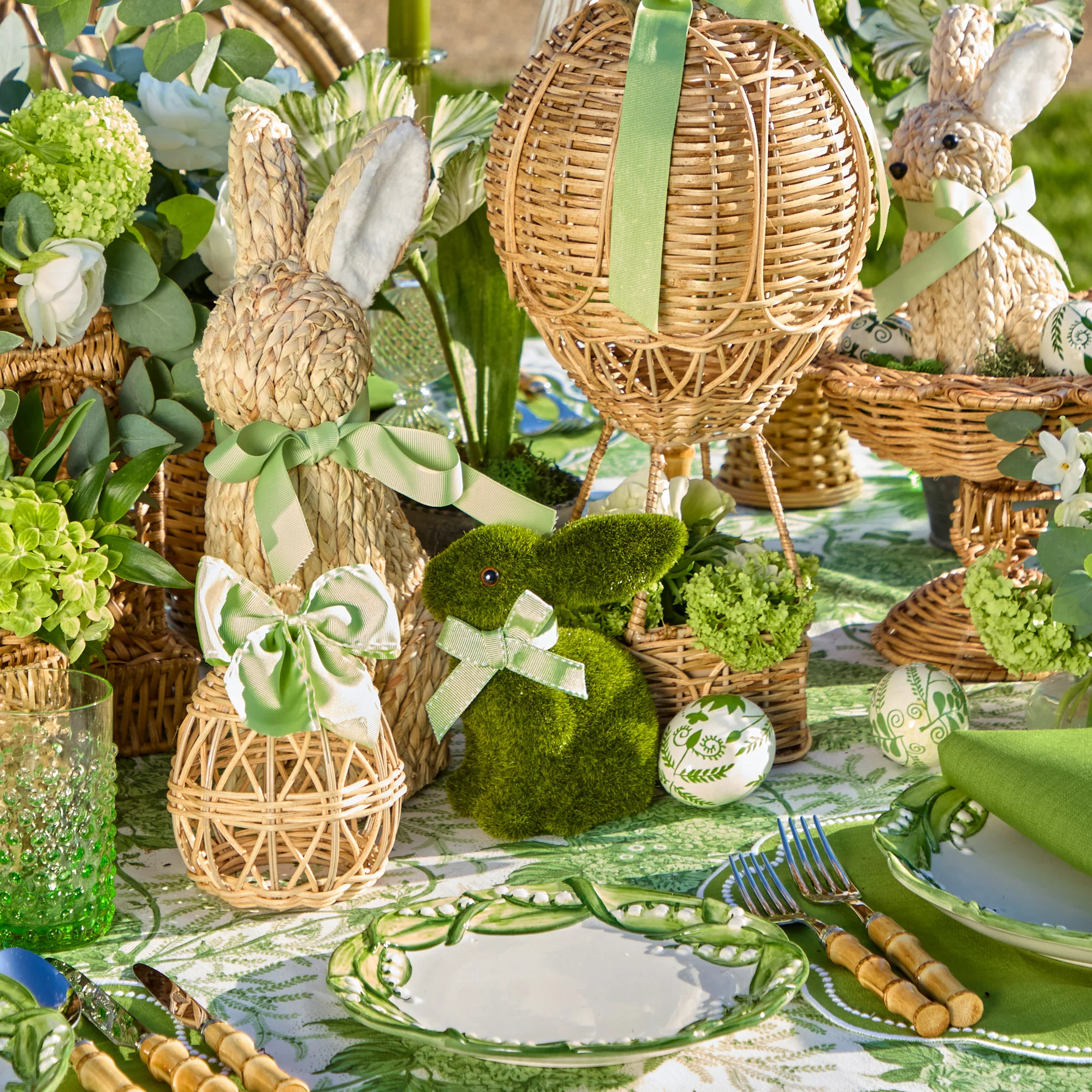 Rattan Hot Air Balloon with Green Grosgrain Bow - Image 5