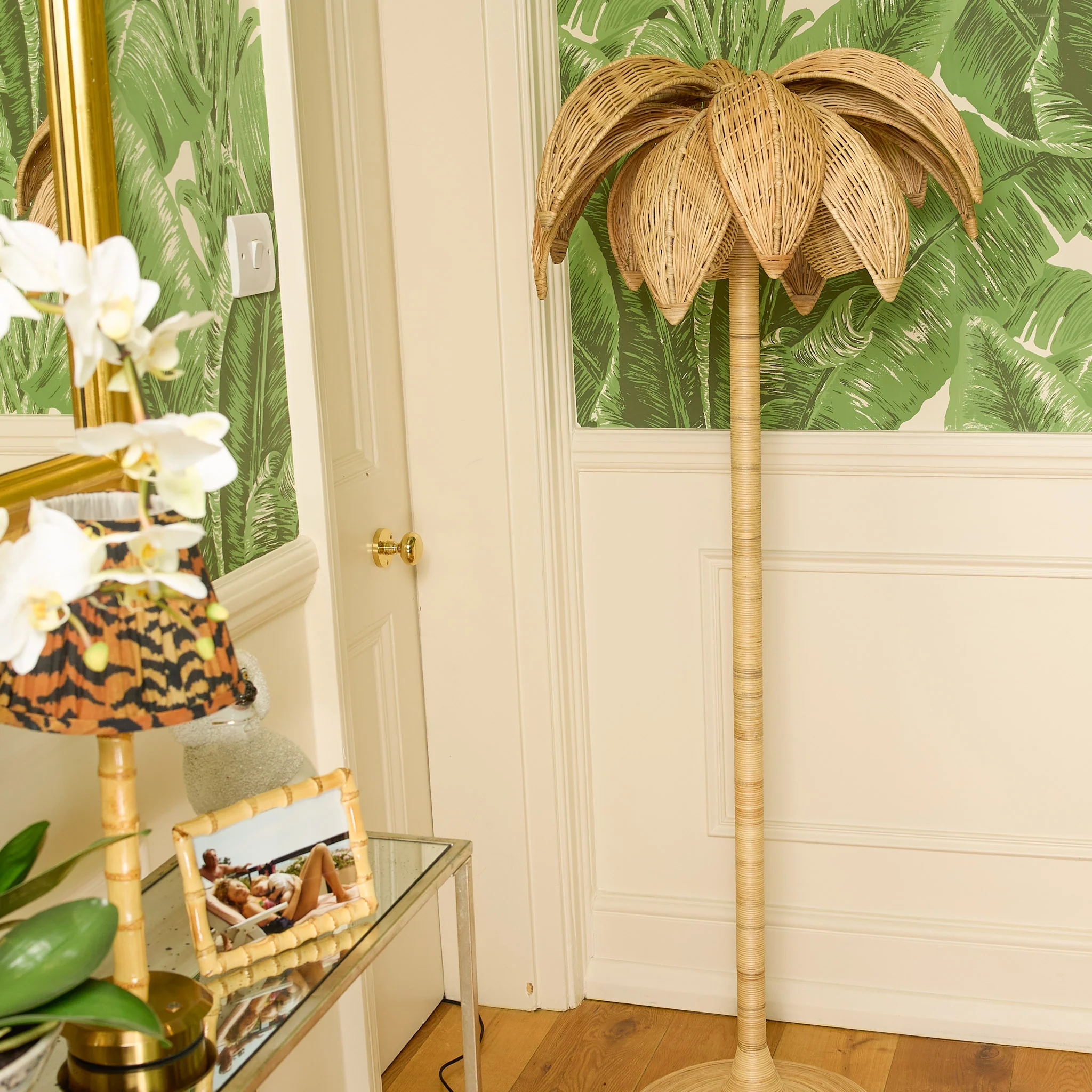 Rattan Palm Tree Floor Lamp - Image 3