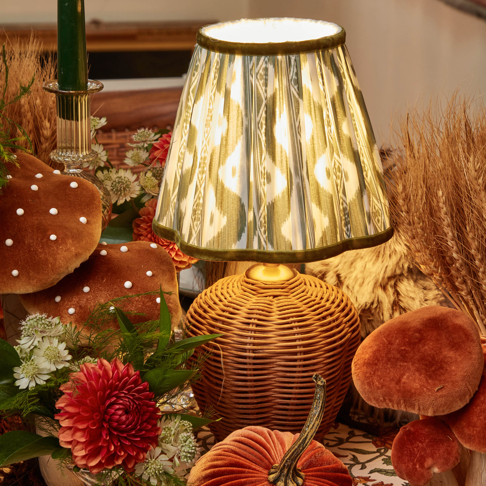 Olive Ikat Lampshade (18cm) - Image 11