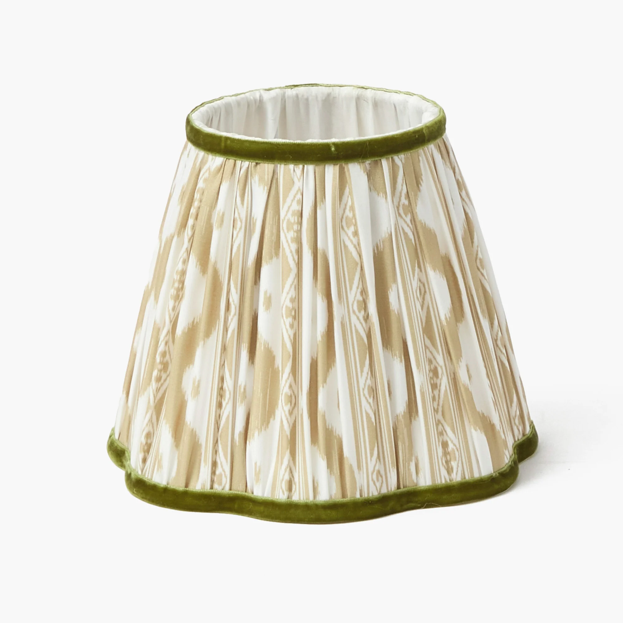 Rattan Ursula Rechargeable Lamp with Putty & Green Ikat Shade (18cm) - Image 5