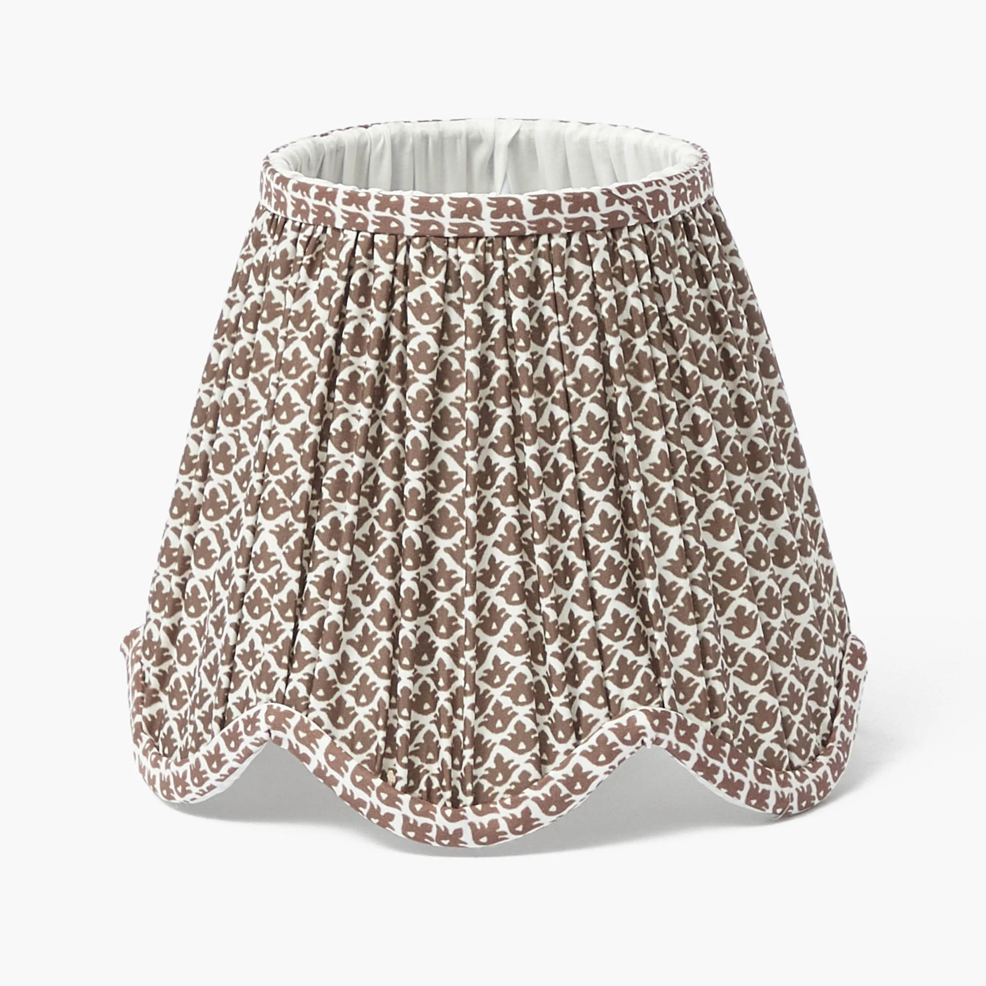 Bamboo Rechargeable Lamp with Chocolate Lotus Deep Scalloped Shade (18cm) - Image 4