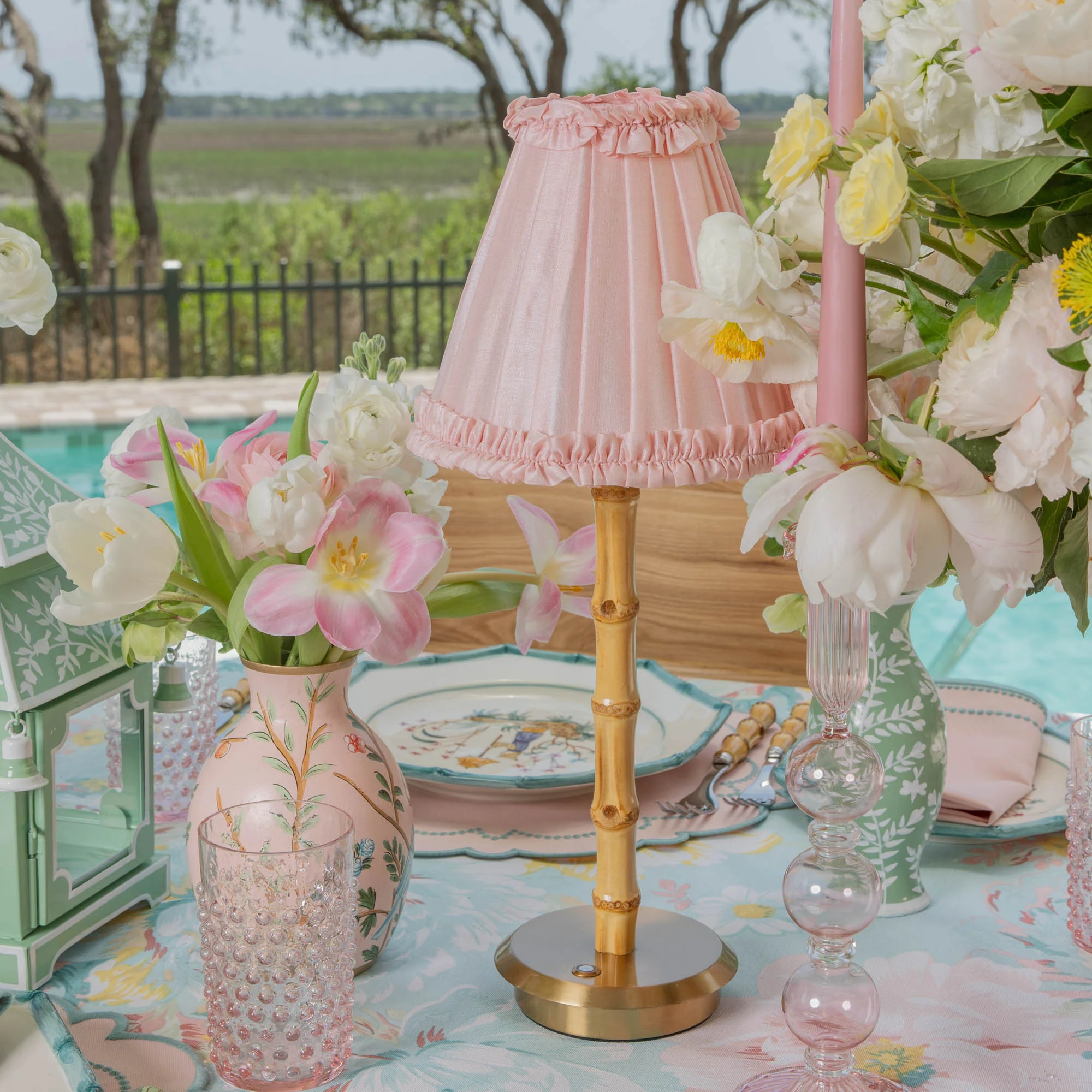 Pale Pink Frilled Silk Lampshade (18cm) - Image 19