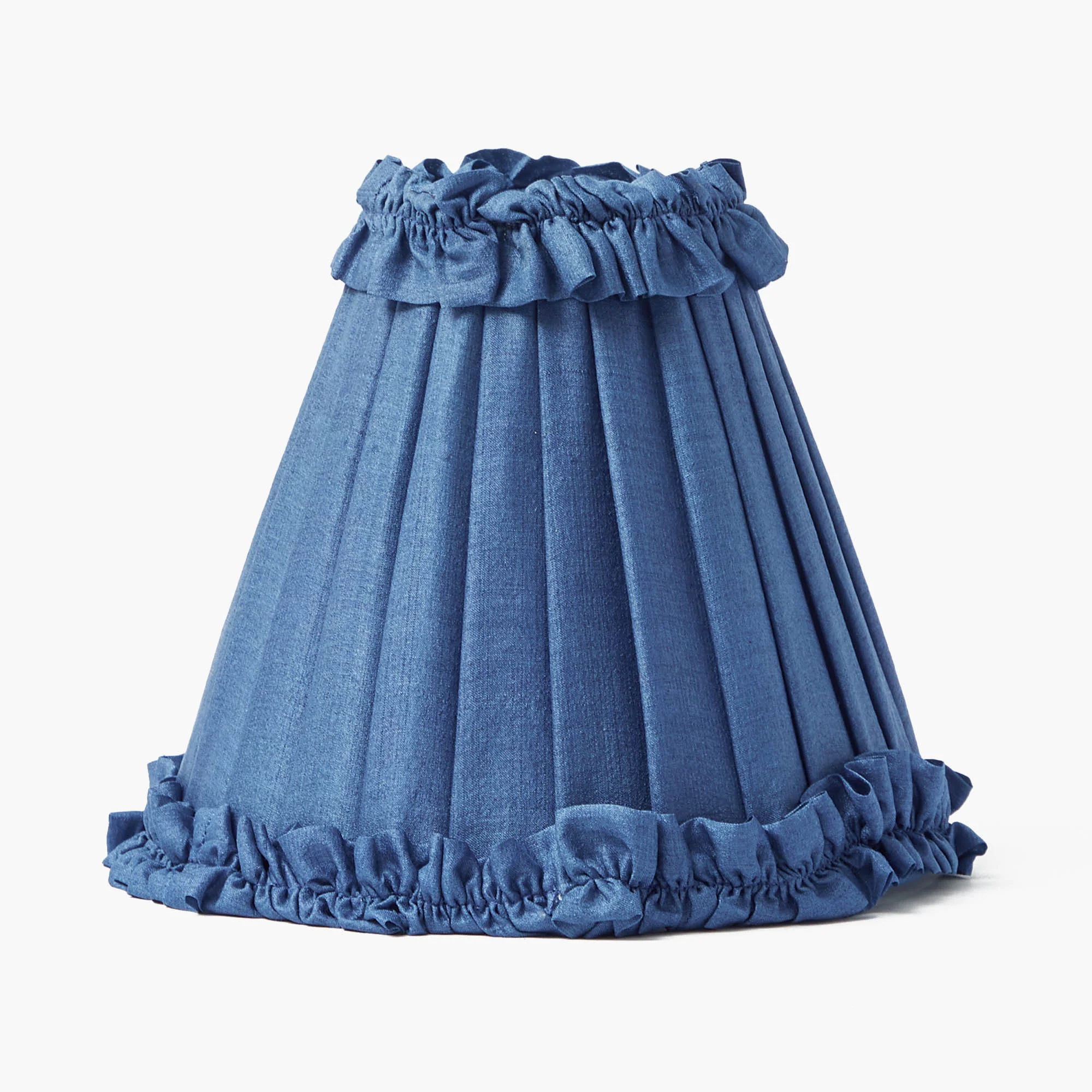 Square Rechargeable Lamp with Blue Frilled Silk Shade (18cm) - Image 7