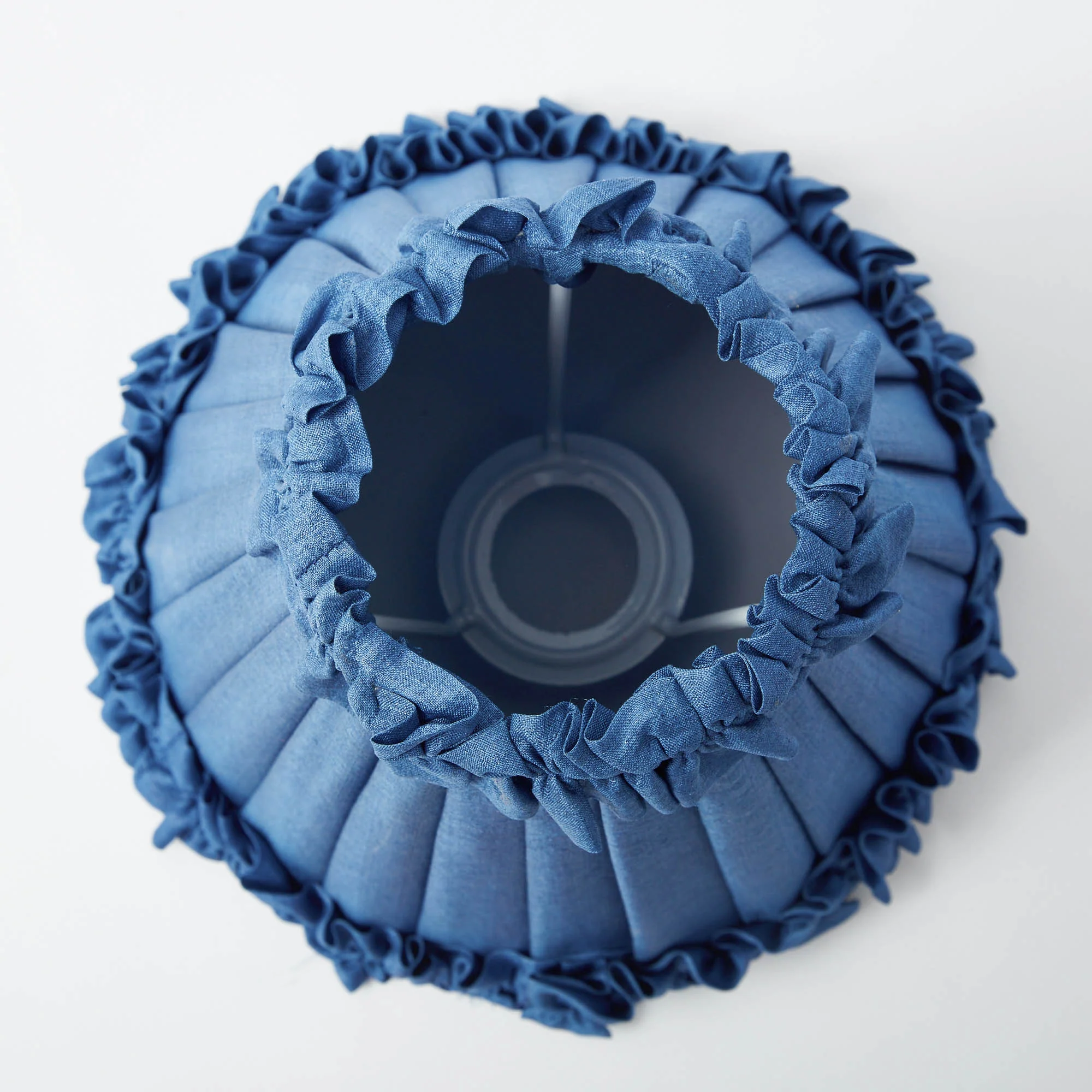 Square Rechargeable Lamp with Blue Frilled Silk Shade (18cm) - Image 8