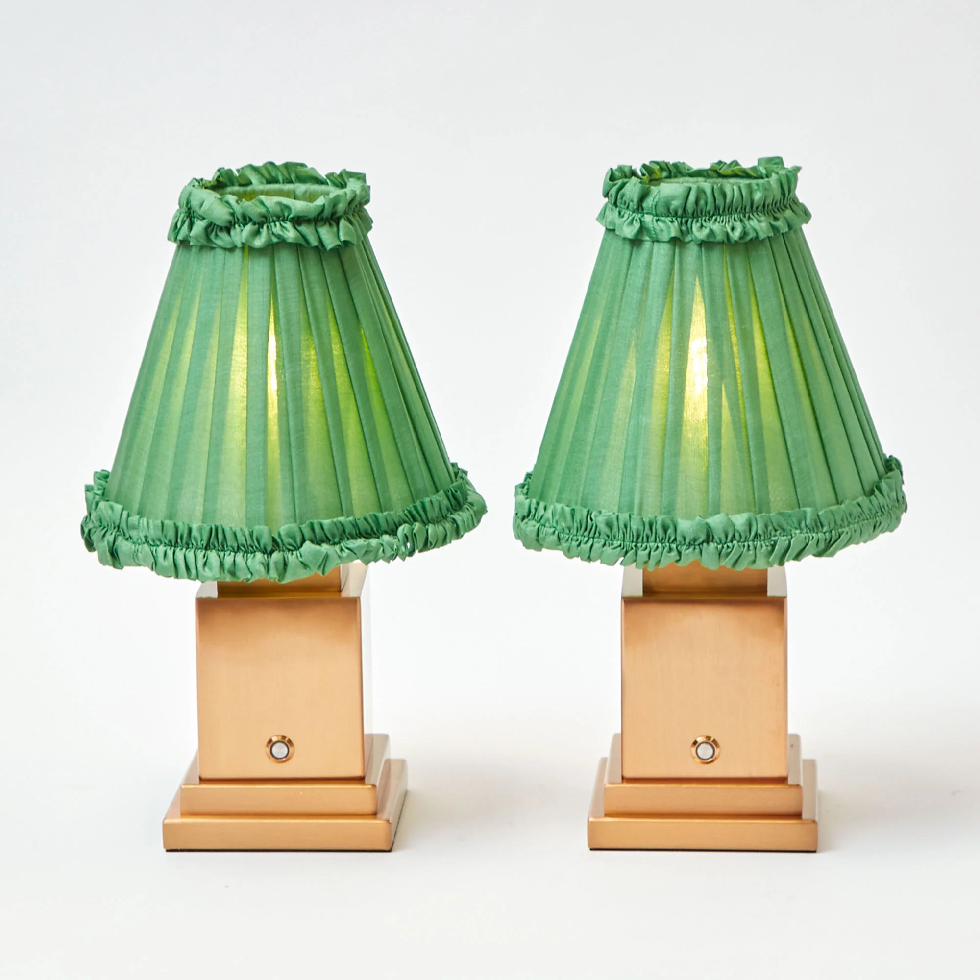 Square Rechargeable Lamp with Green Frilled Shade (18cm) - Image 11
