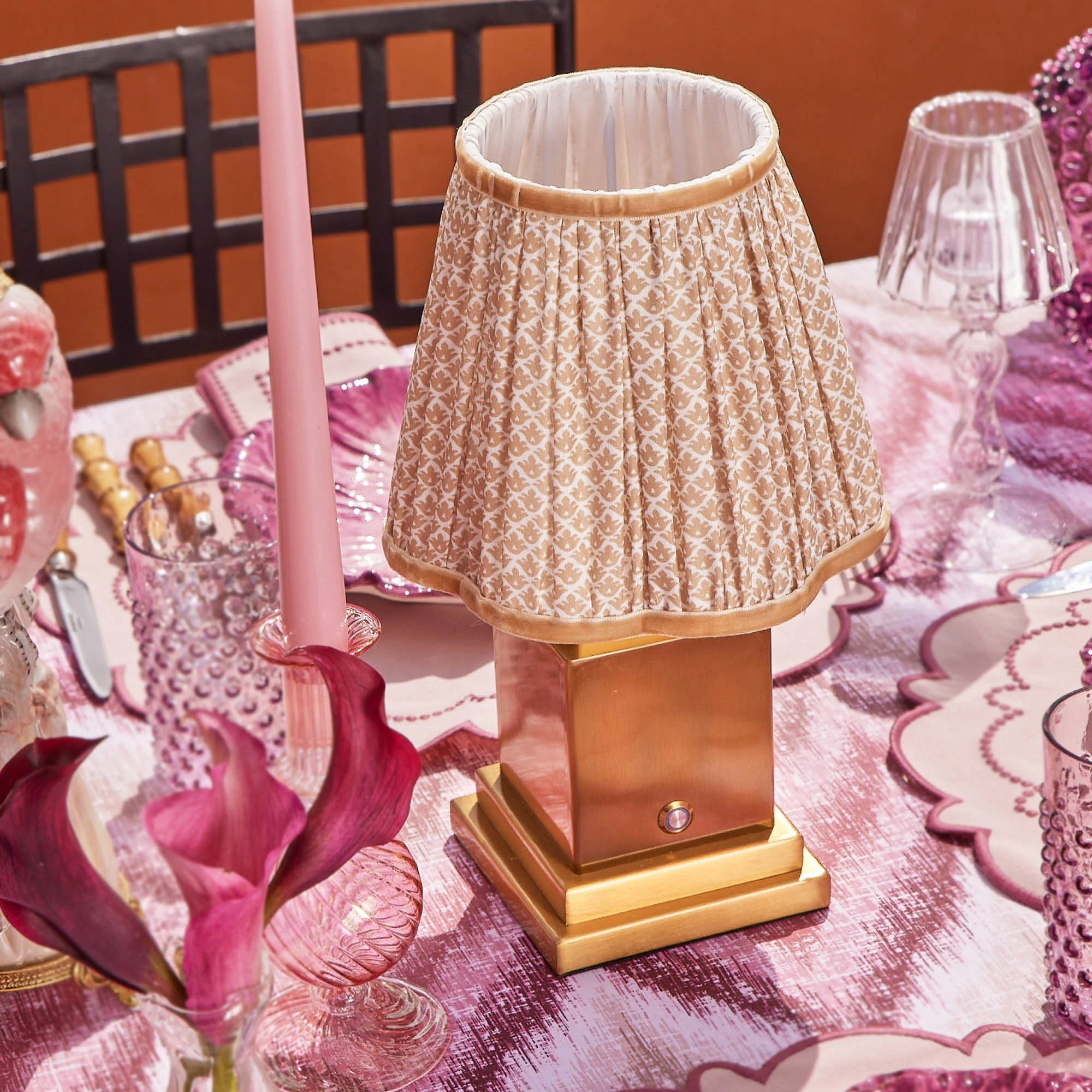 Square Rechargeable Lamp with Putty Lotus Shade (18cm) - Image 6