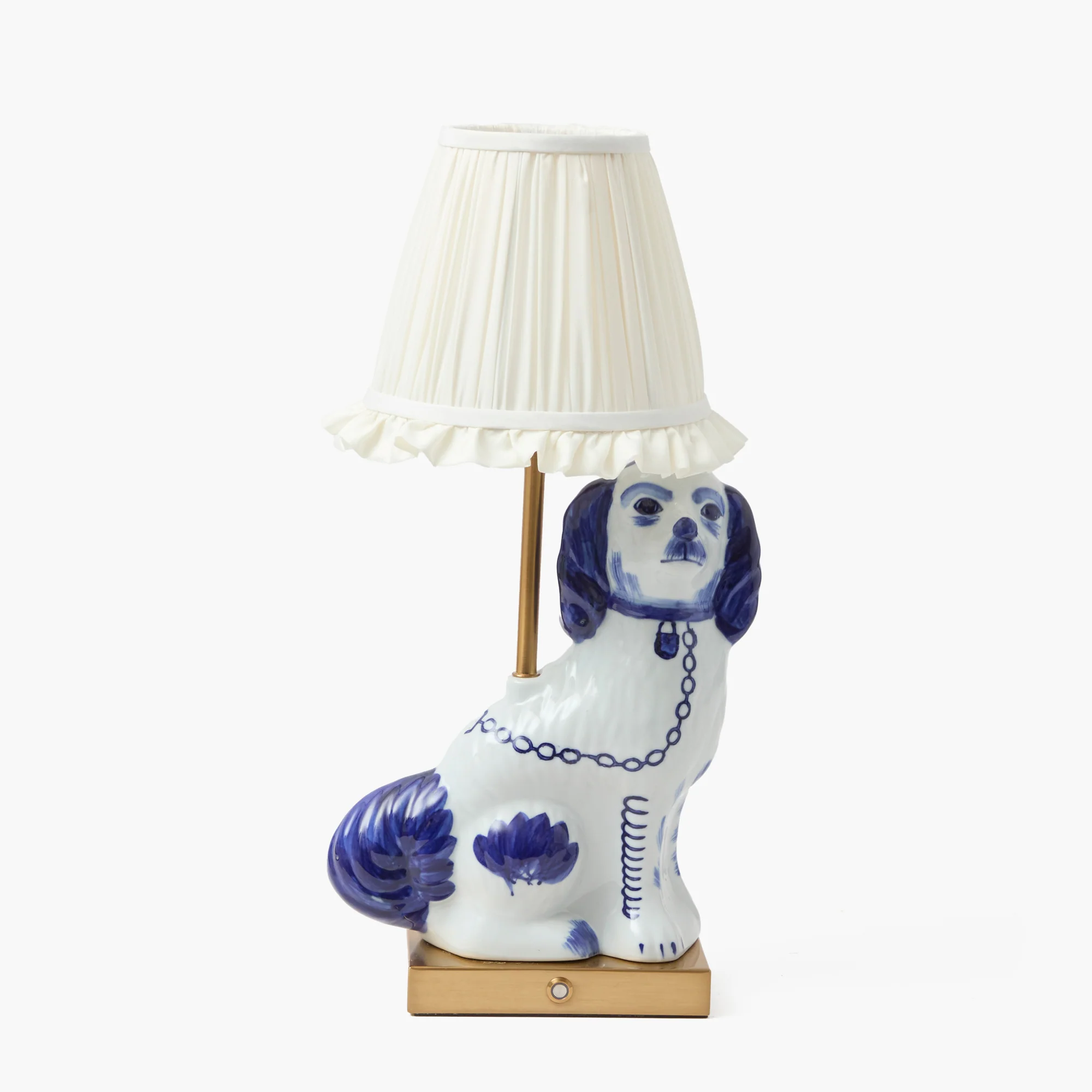 Pair of Staffordshire Dog Rechargeable Lamps with Cream Ruffle Shade (18cm) - Image 5