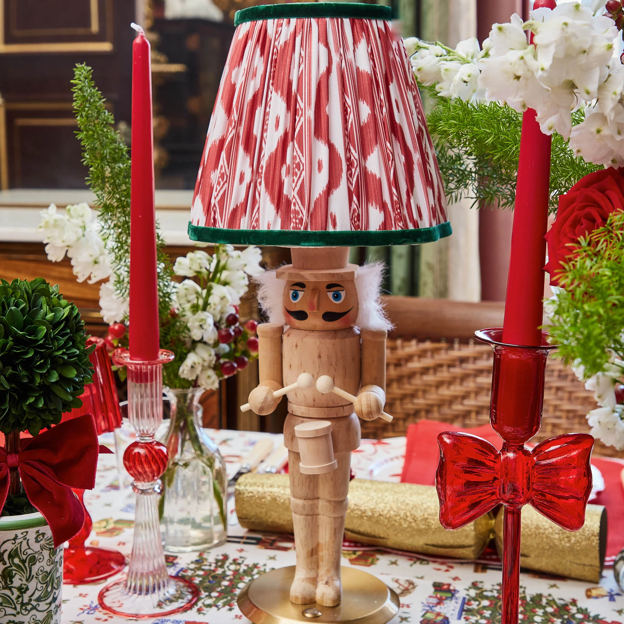 Red & Green Ikat Lampshade (18cm) - Image 12