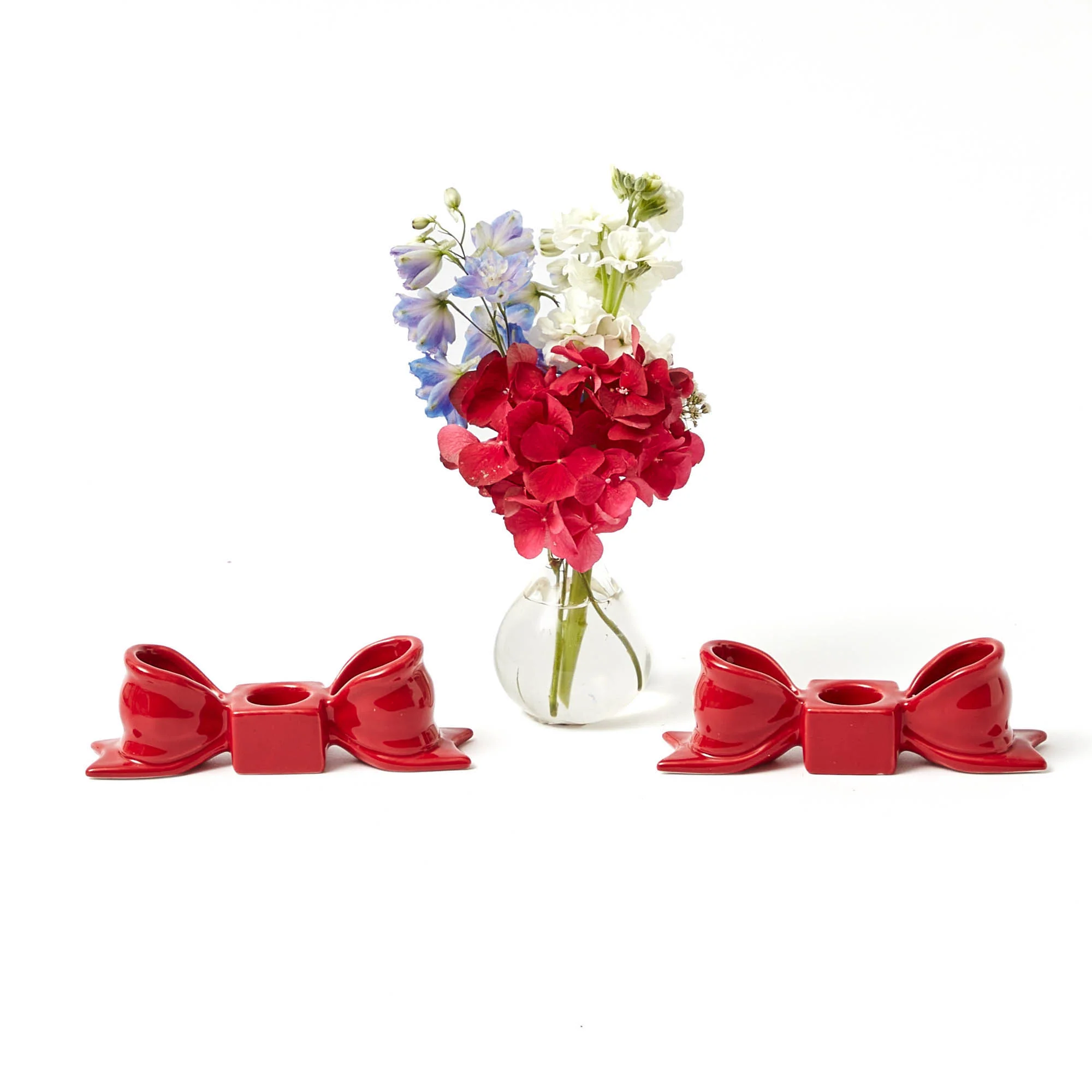 Red Ceramic Bow Candleholder (Pair) - Image 11
