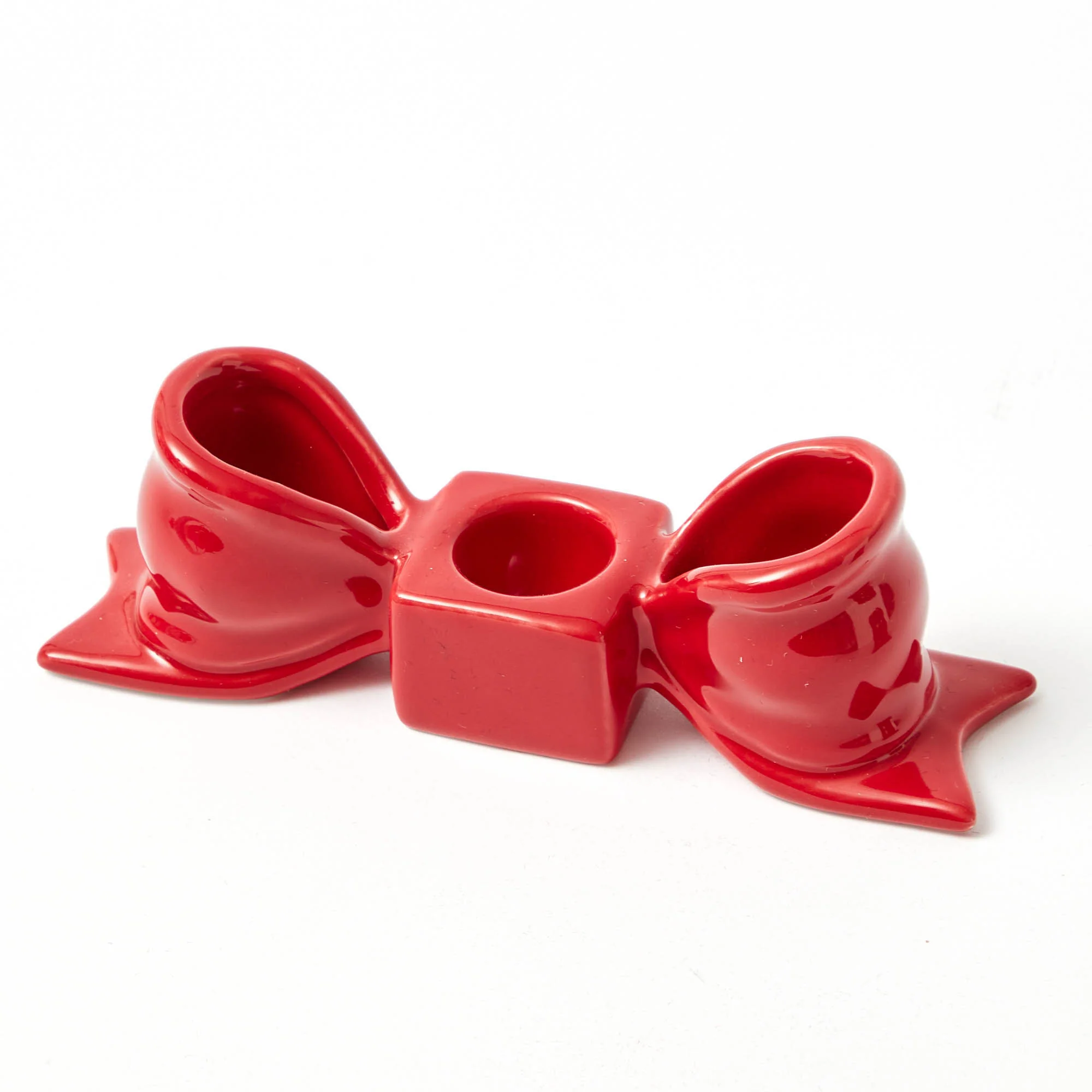 Red Ceramic Bow Candleholder (Pair) - Image 16
