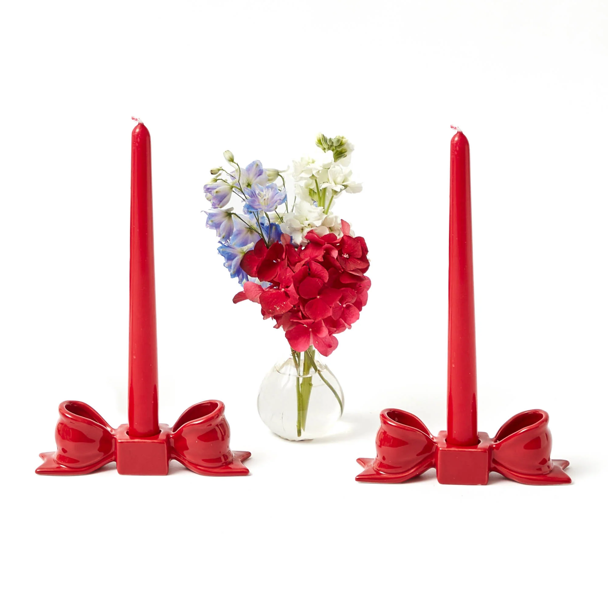 Red Ceramic Bow Candleholder (Pair) - Image 20
