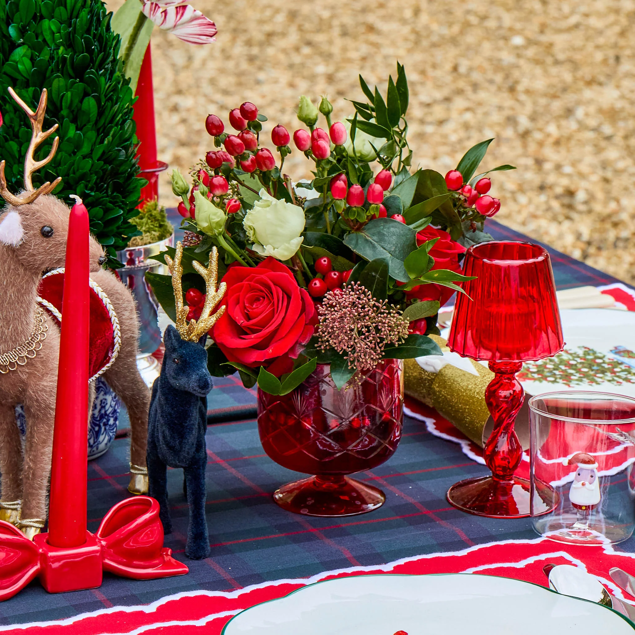 Red Ceramic Bow Candleholder (Pair) - Image 5