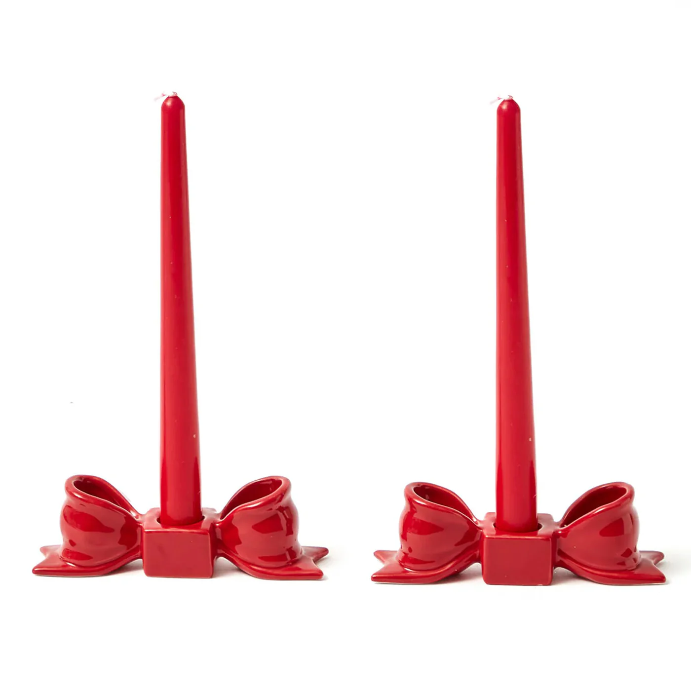 Red Ceramic Bow Candleholder (Pair) - Image 6