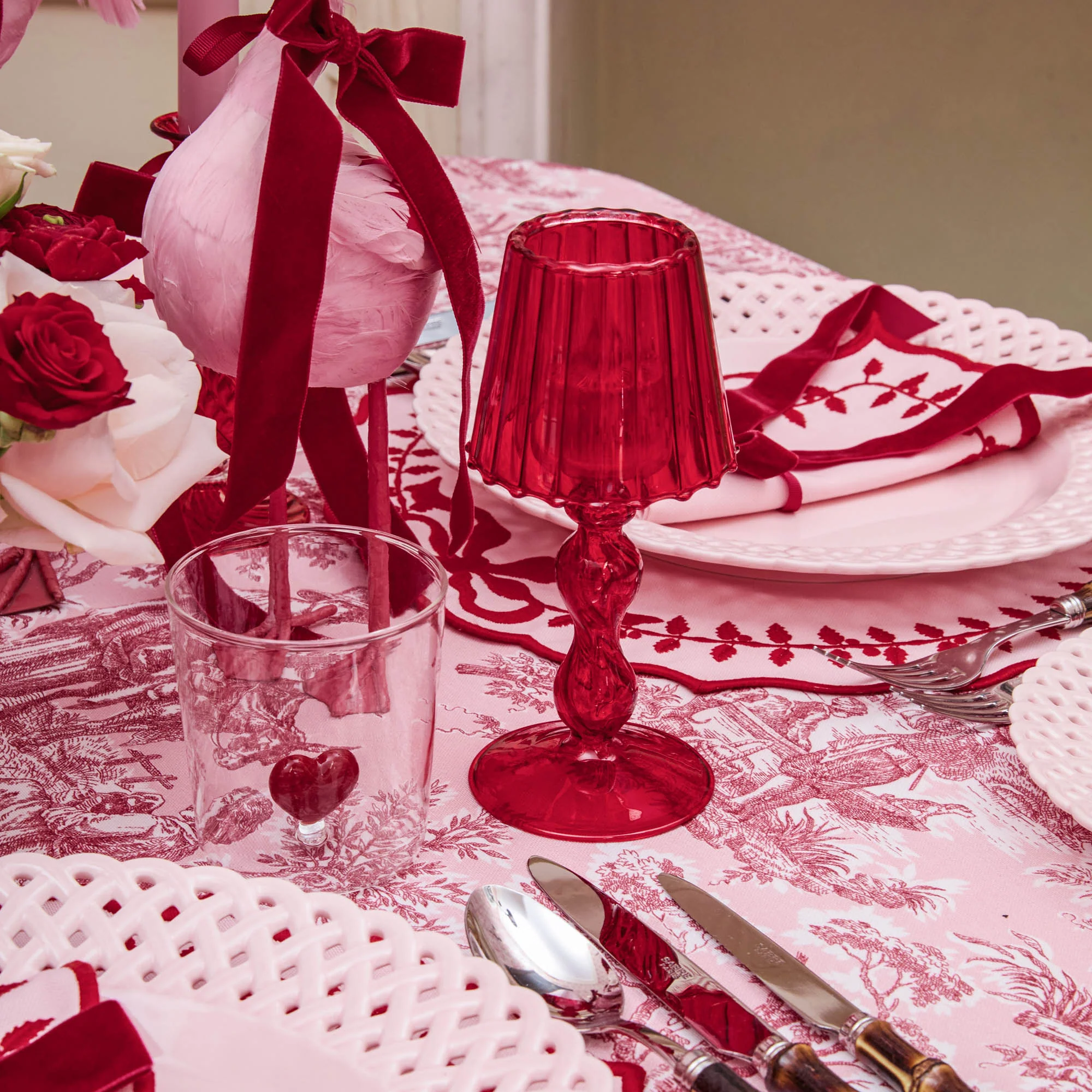 Red Glass Lantern Tea Light Holder Set - Image 10