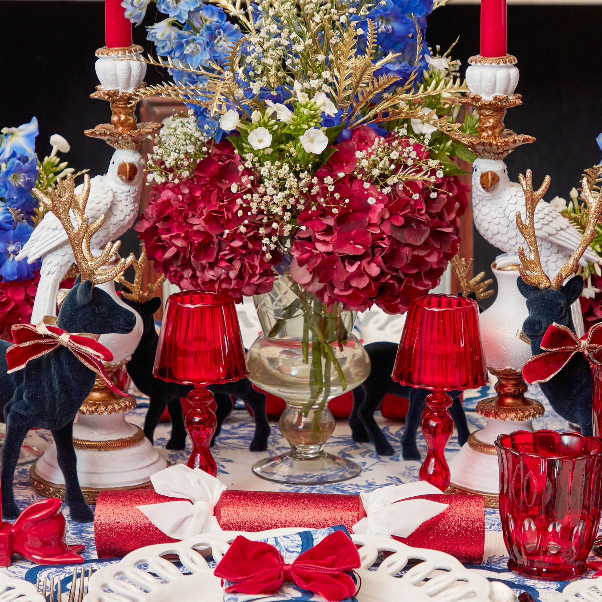 Red Glass Lantern Tea Light Holder Set - Image 14