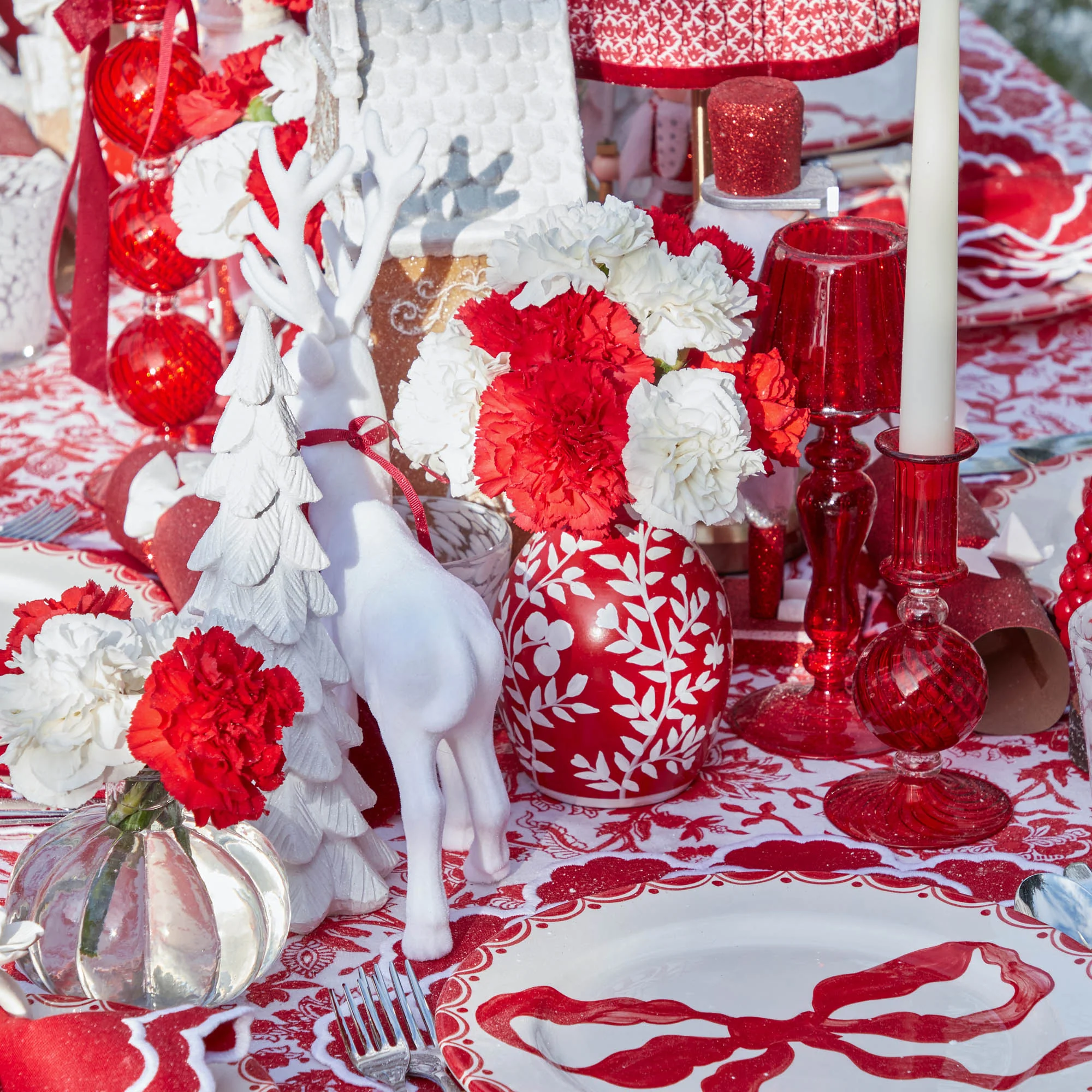Red Hand Painted Tole Bud Vases (Set of 3) - Image 5