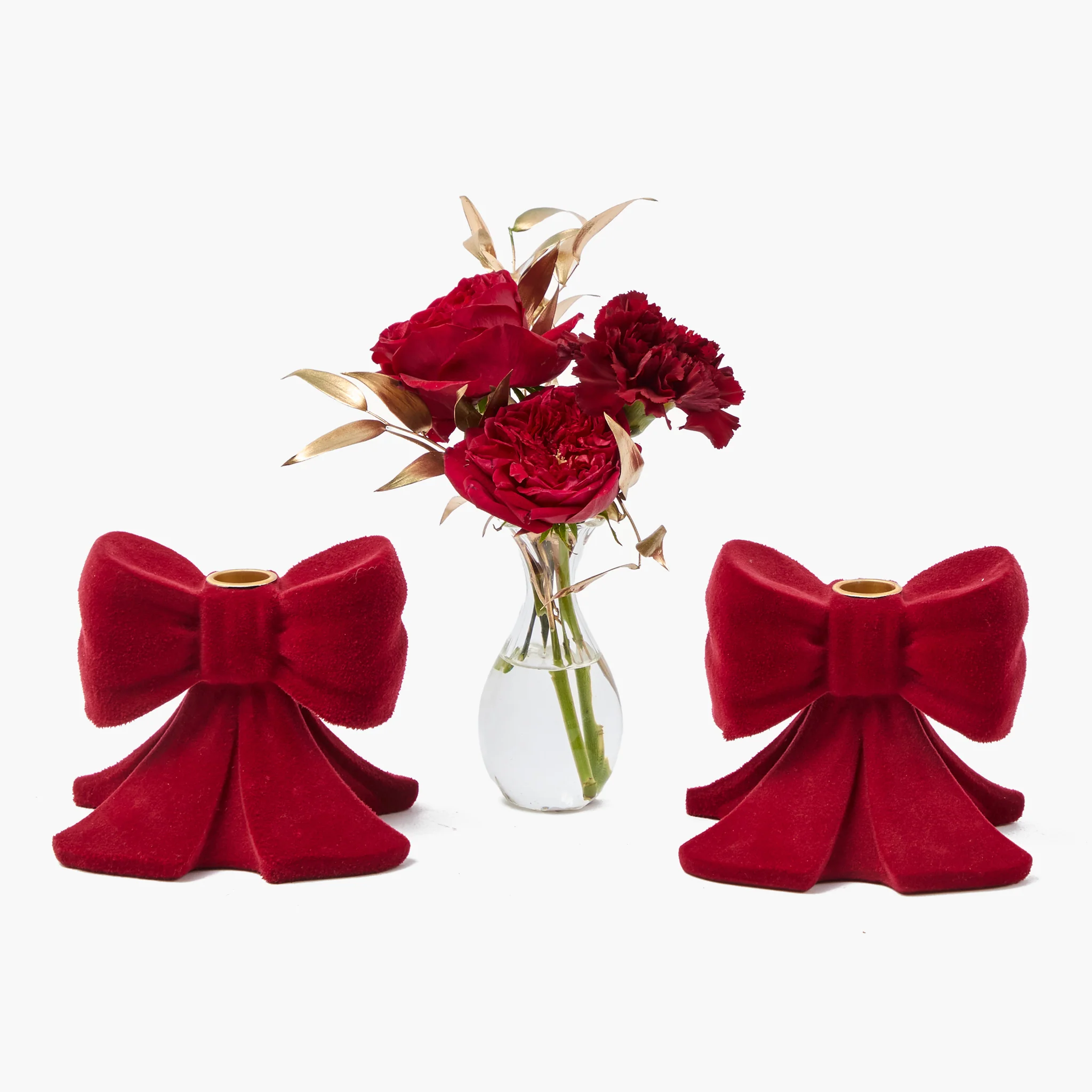 Red Velvet Bow Candle Holders (Pair) - Image 10