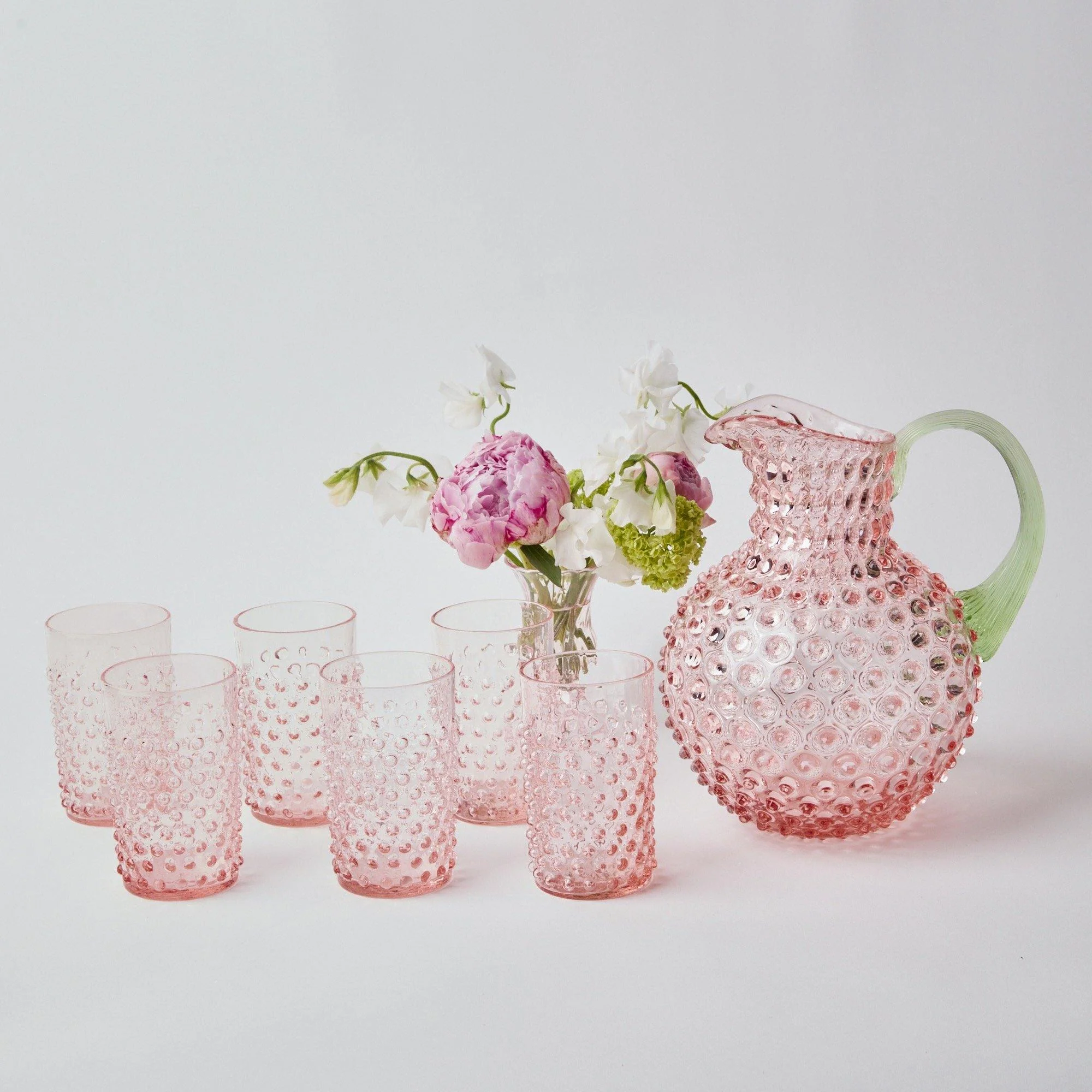 Rose Hobnail Jug with Emerald Handle - Image 10