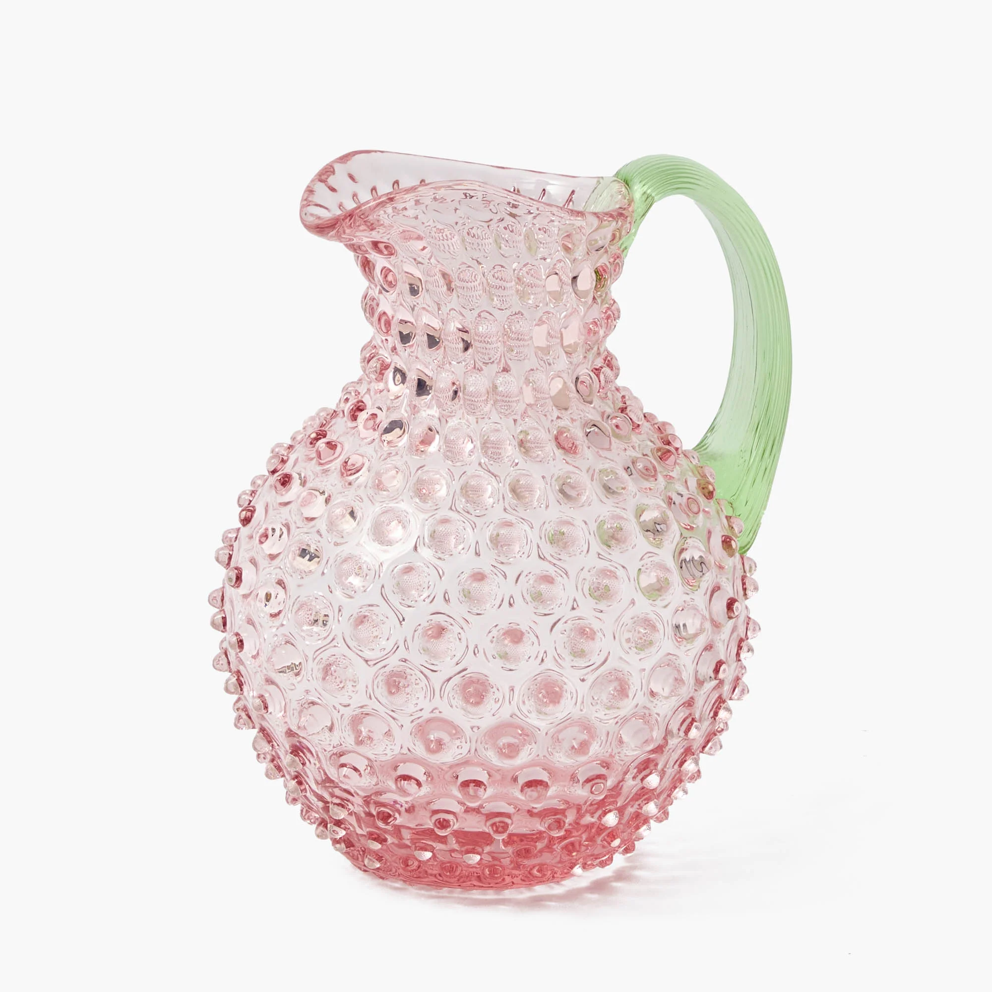 Rose Hobnail Jug with Emerald Handle - Image 4
