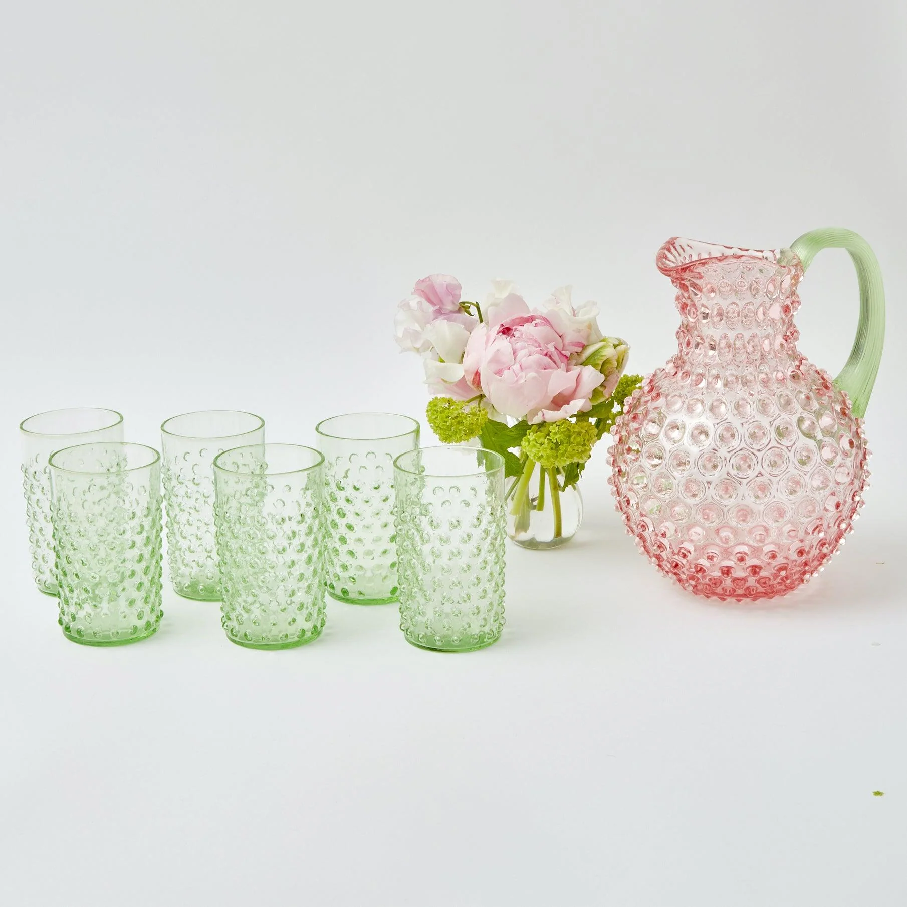 Rose Hobnail Jug with Emerald Handle - Image 7