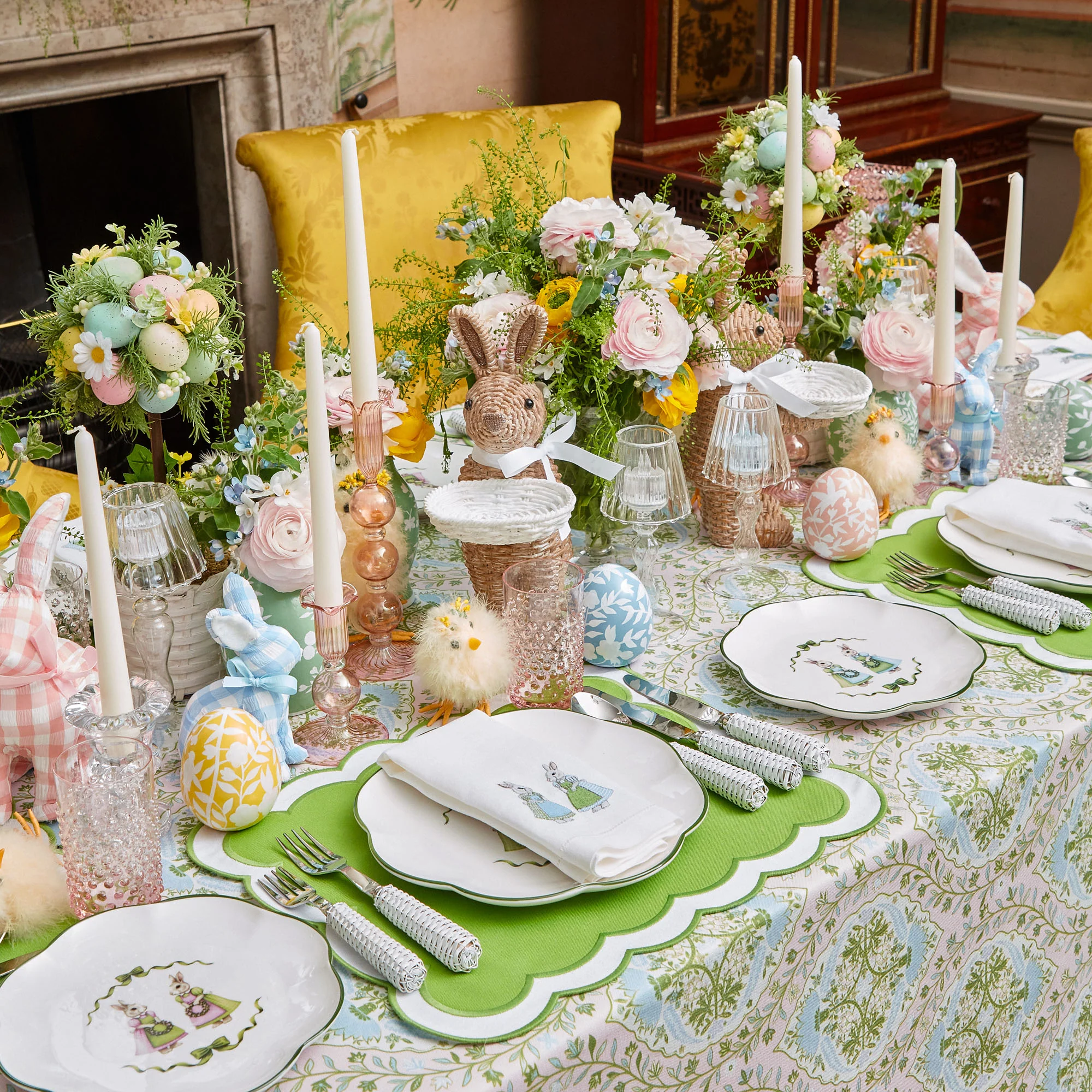 Rose Hobnail Jug with Emerald Handle & Glasses (Set of 6) - Image 11
