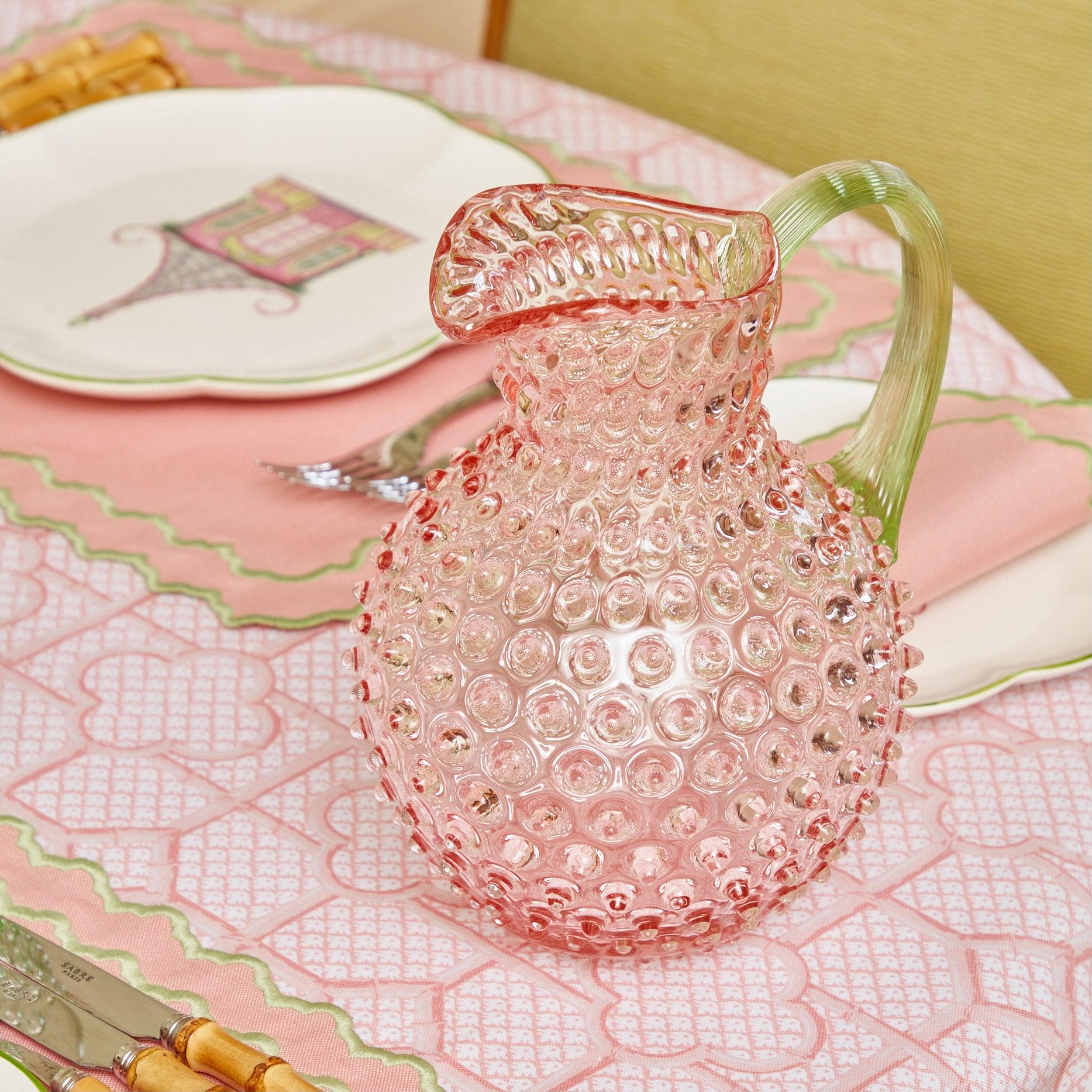 Rose Hobnail Jug with Emerald Handle - Image 11