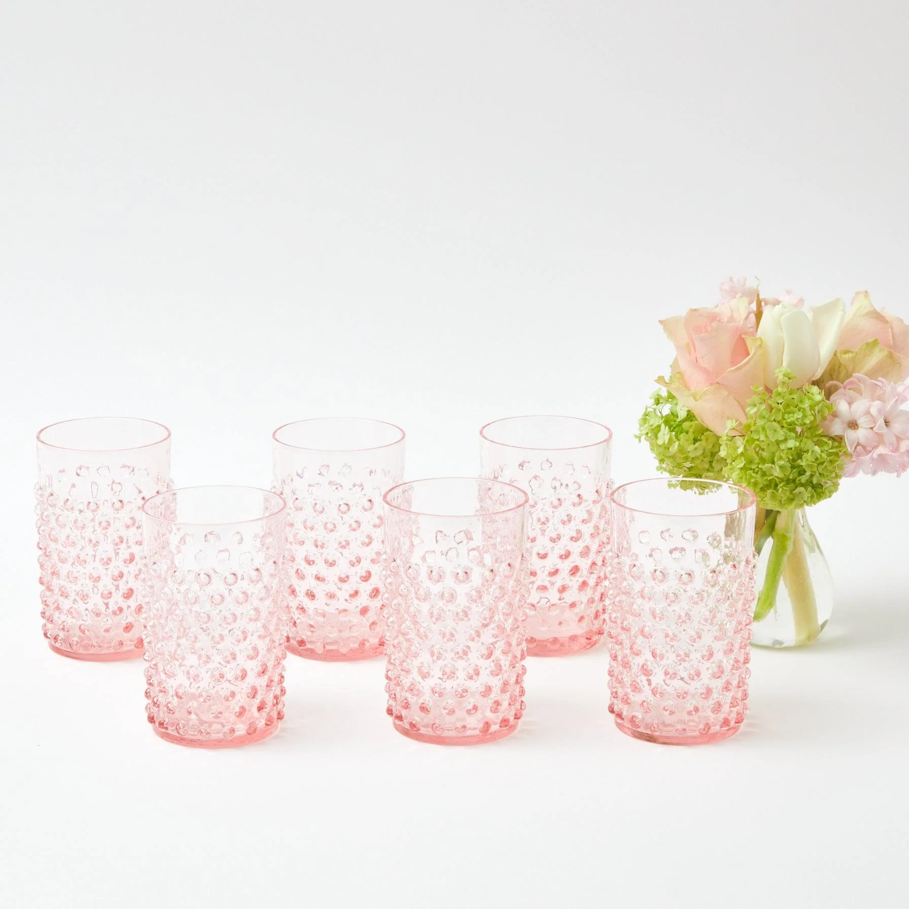Rose Hobnail Jug with Emerald Handle & Glasses (Set of 6) - Image 16