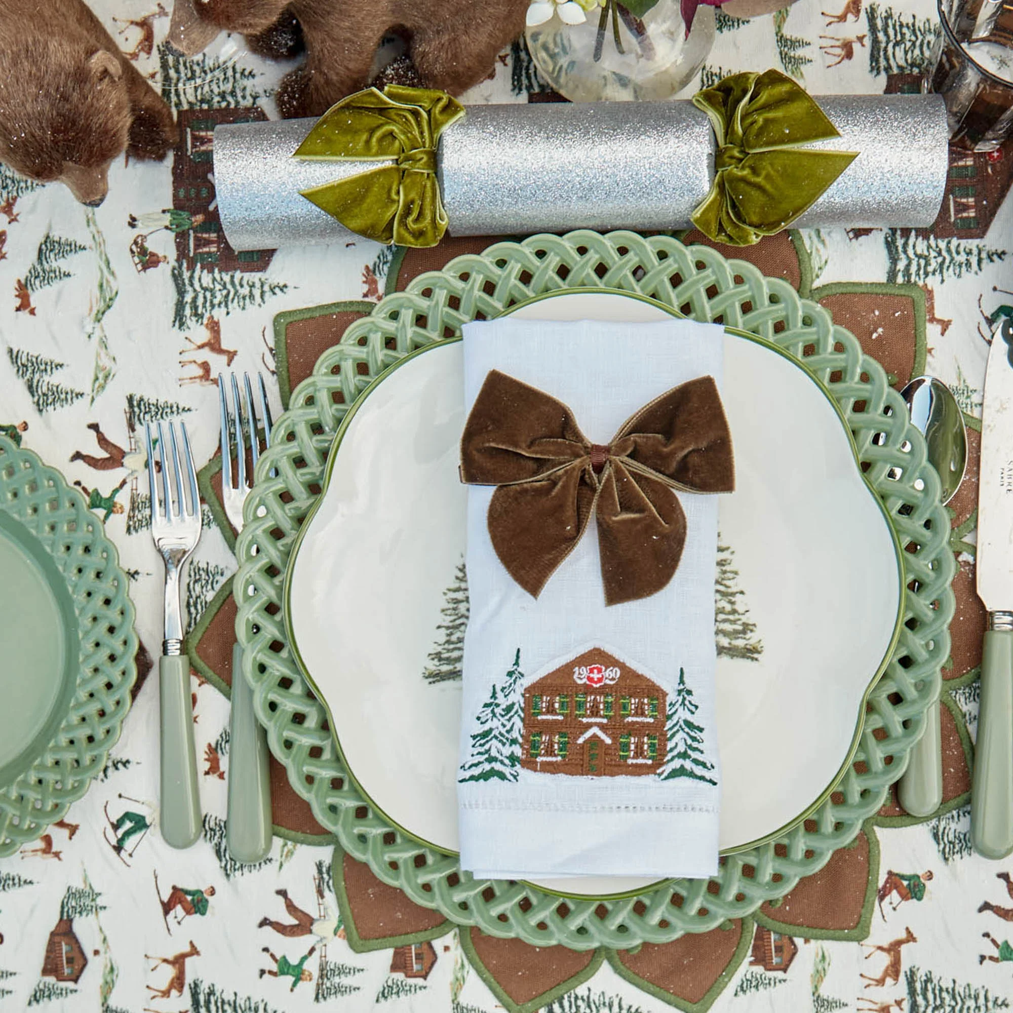Sage Basketweave Dinner Plate - Image 14