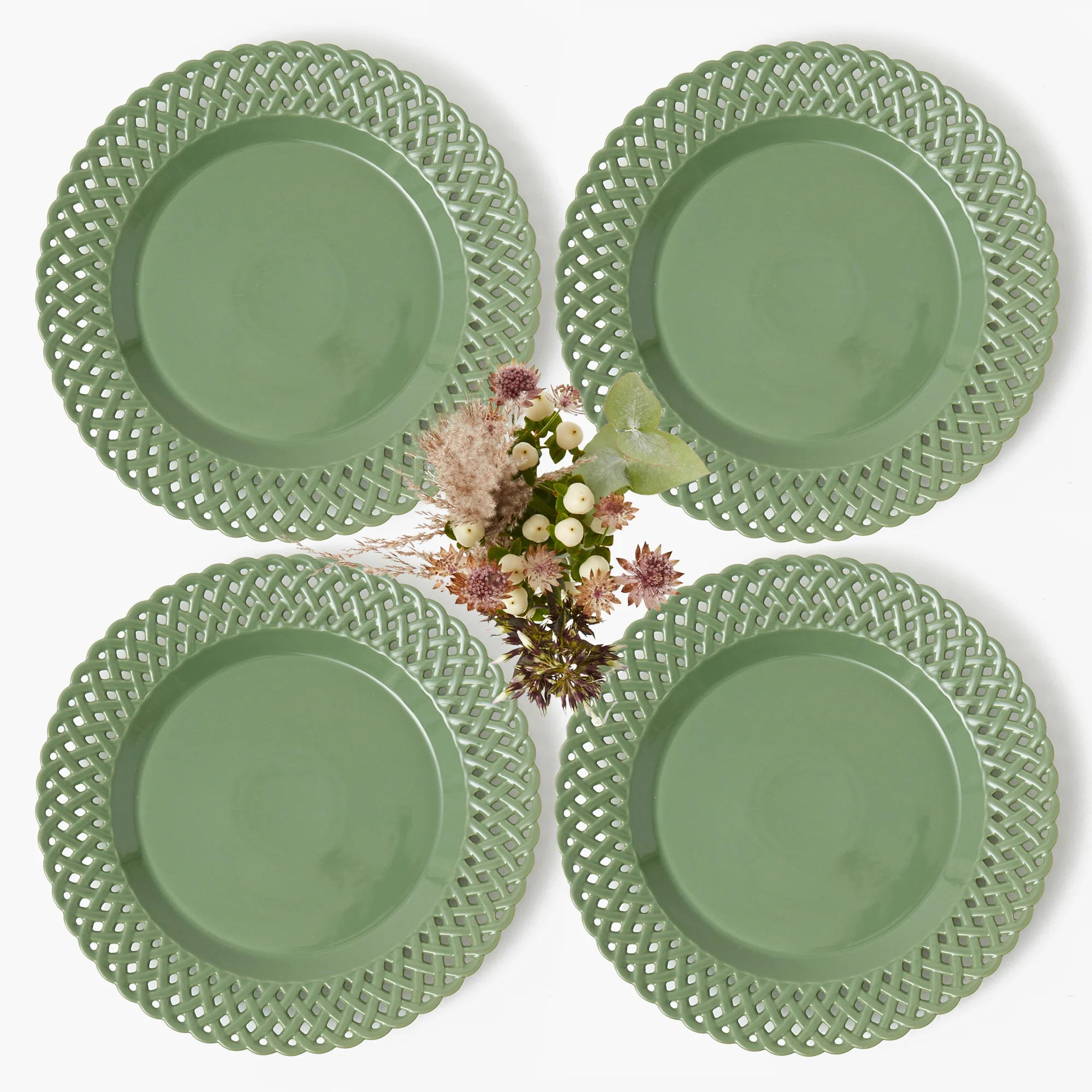Sage Basketweave Dinner Plate - Image 17
