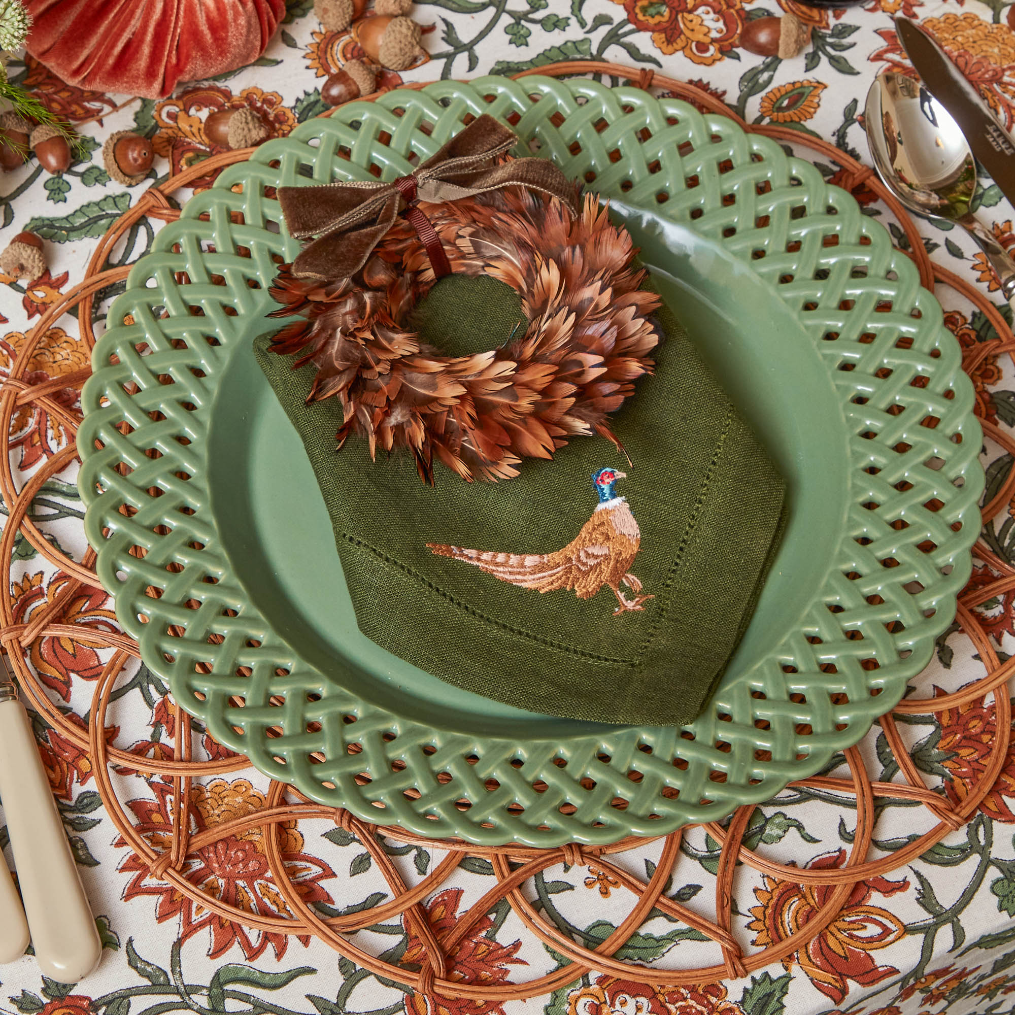 Sage Basketweave Dinner Plate - Image 21