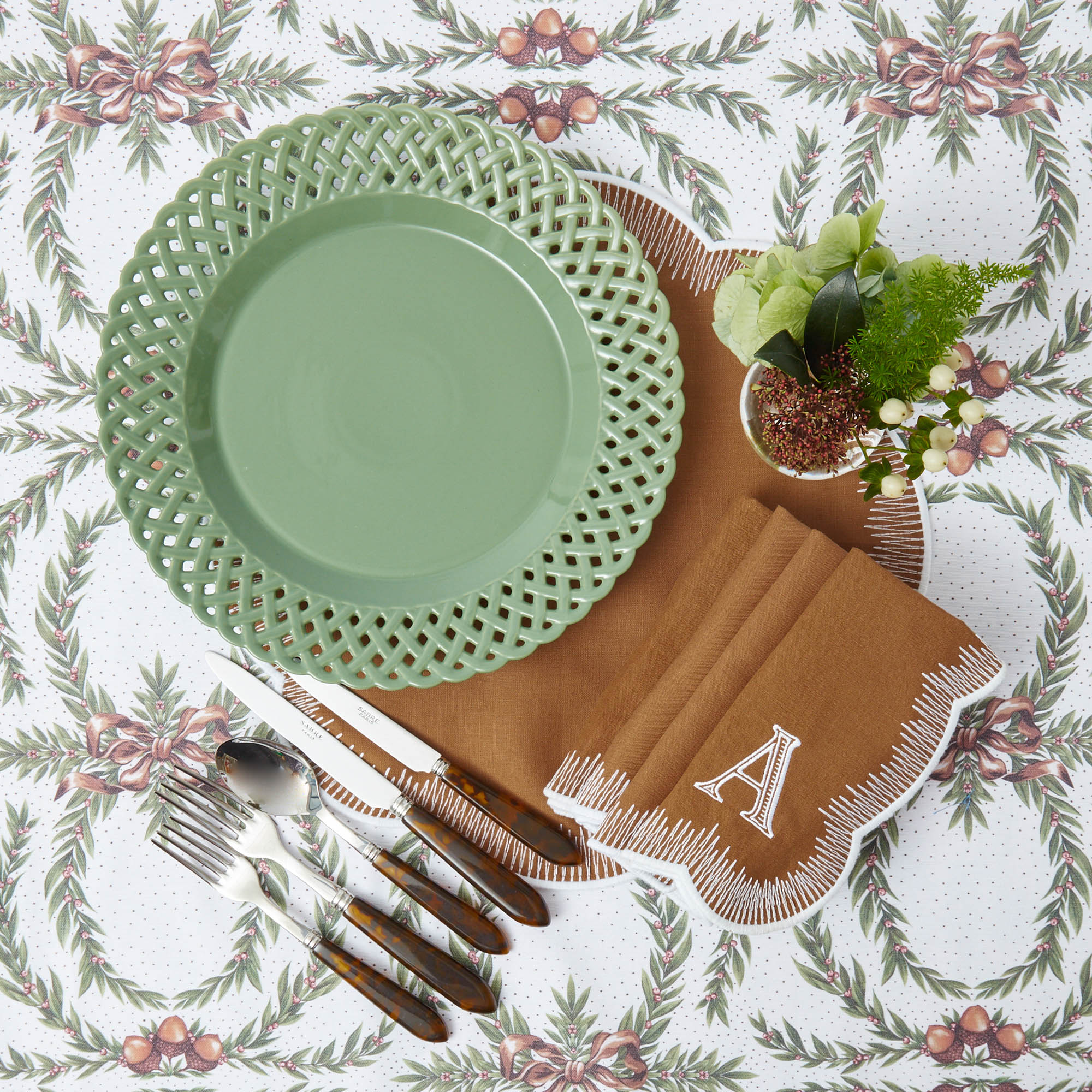 Sage Basketweave Dinner Plate - Image 24