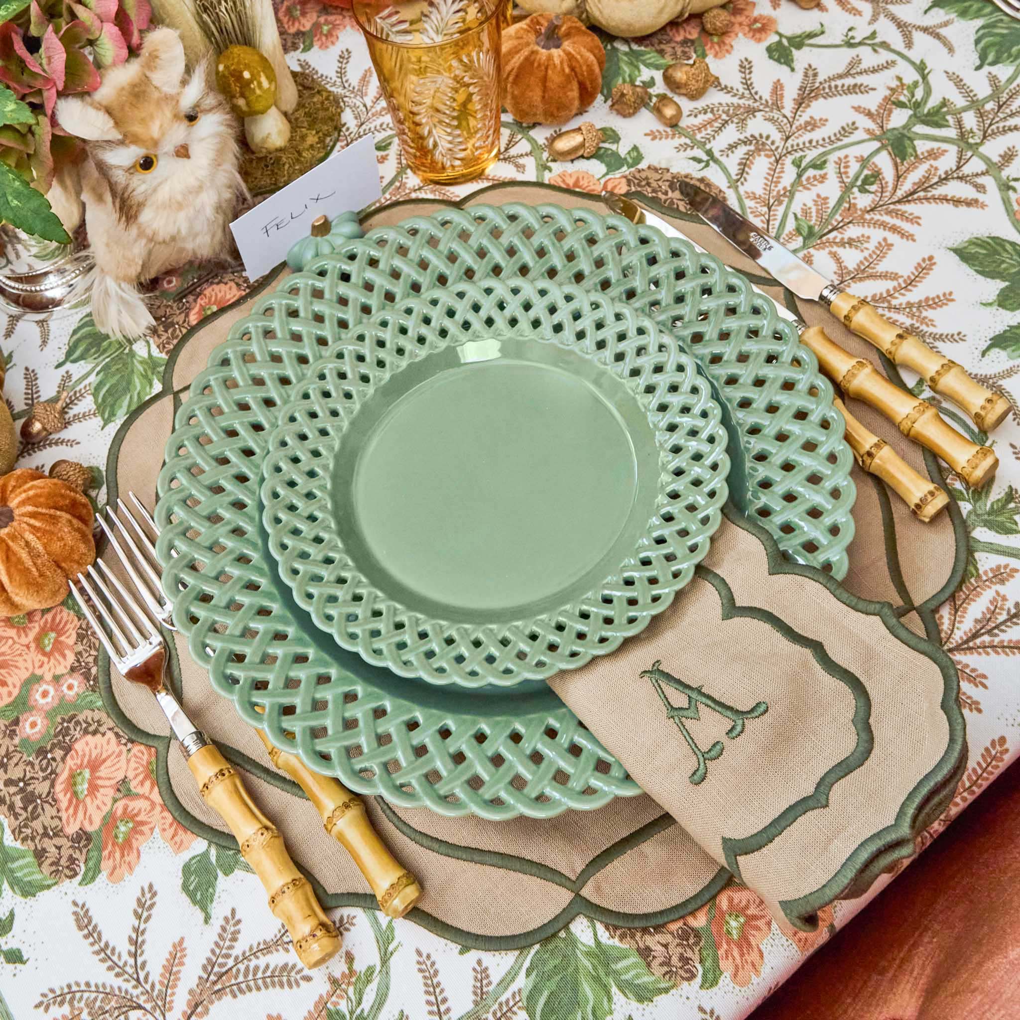 Sage Basketweave Dinner Plate - Image 3