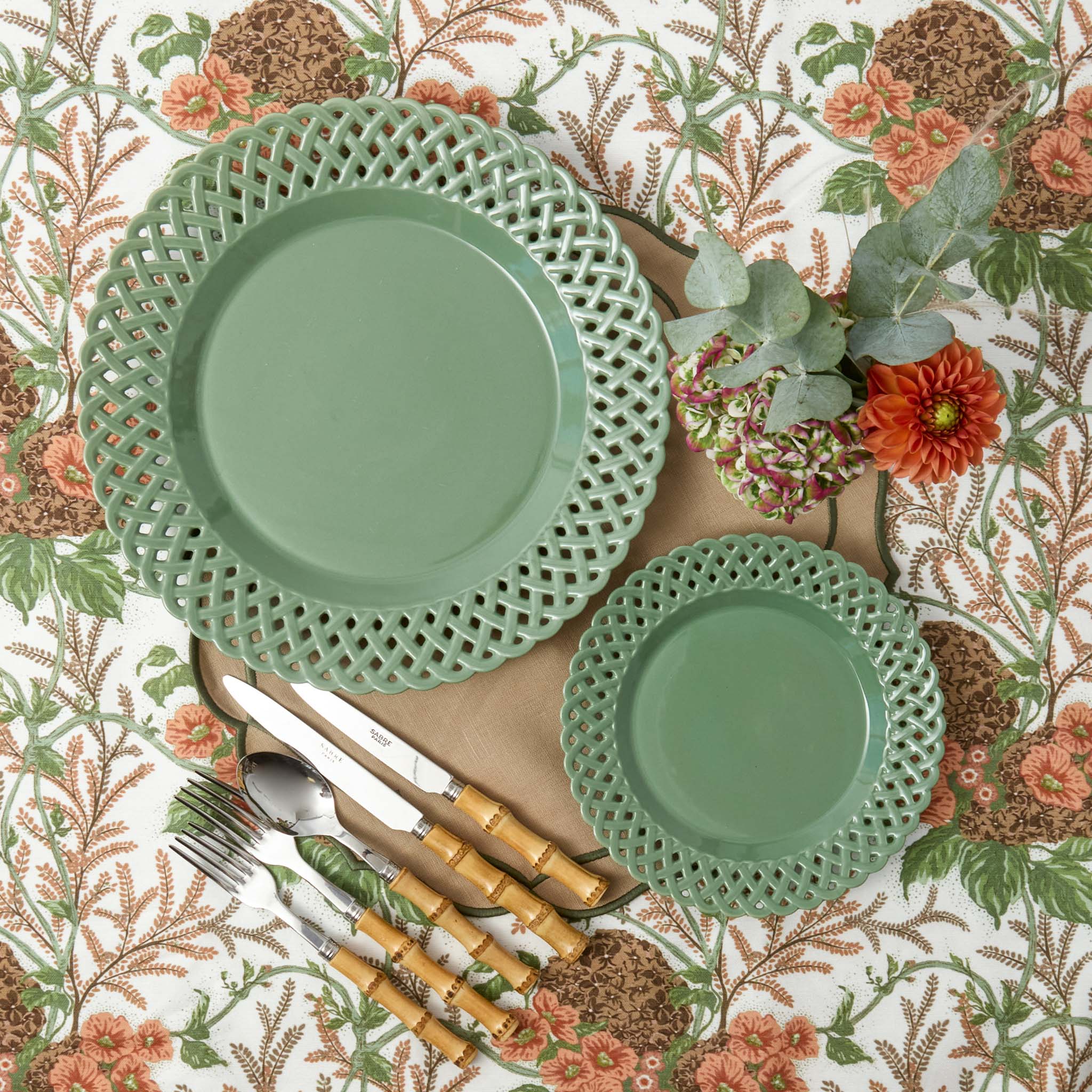 Sage Basketweave Dinner Plate - Image 4