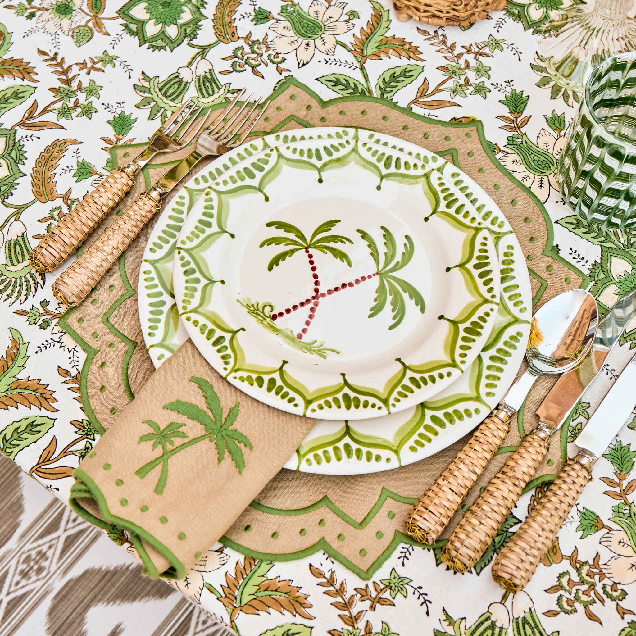 Sand & Green Celestria Palm Tree Napkins (Set of 4) - Image 2