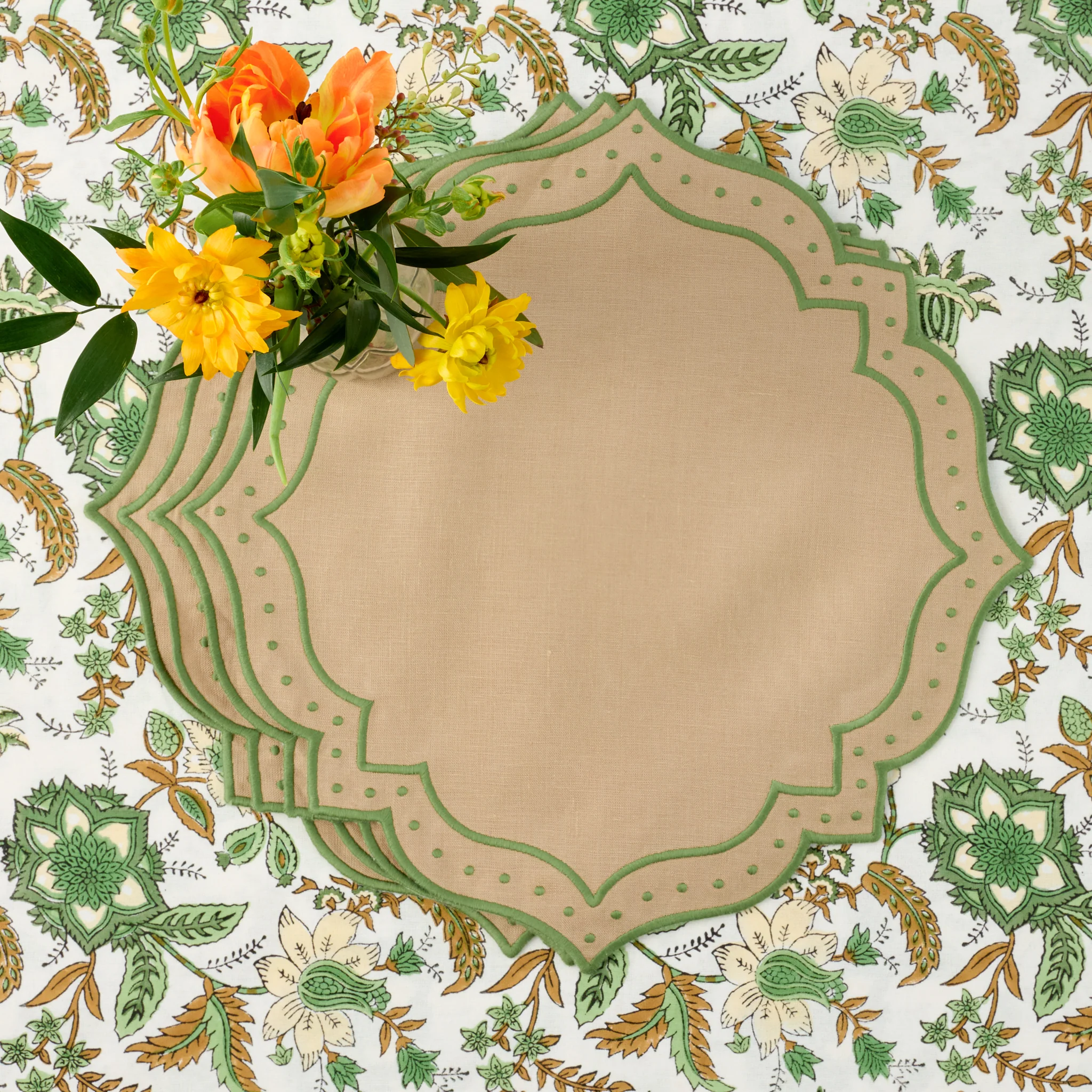 Sand & Green Celestria Placemats (Set of 4)