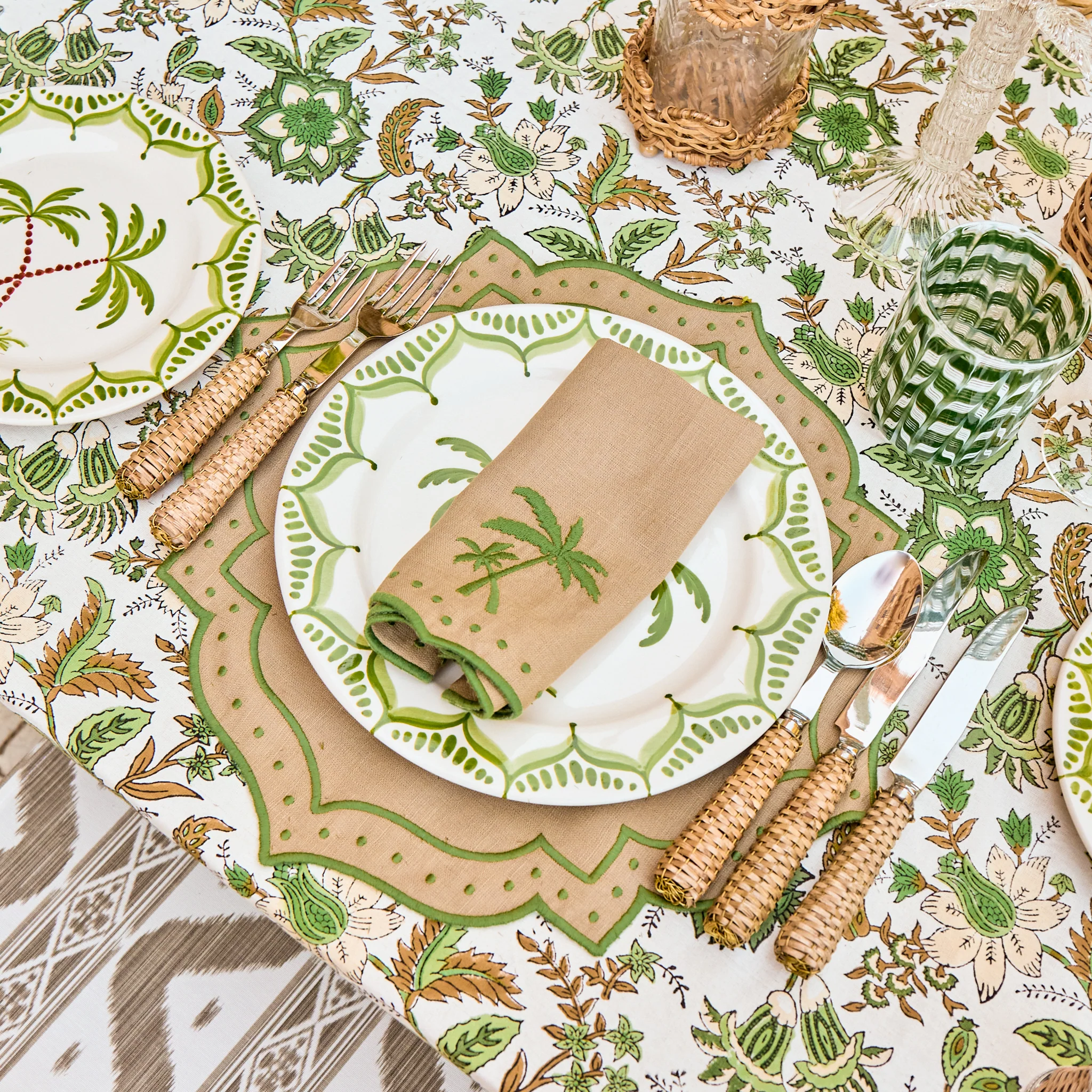 Sand & Green Celestria Palm Tree Napkins (Set of 4) - Image 5
