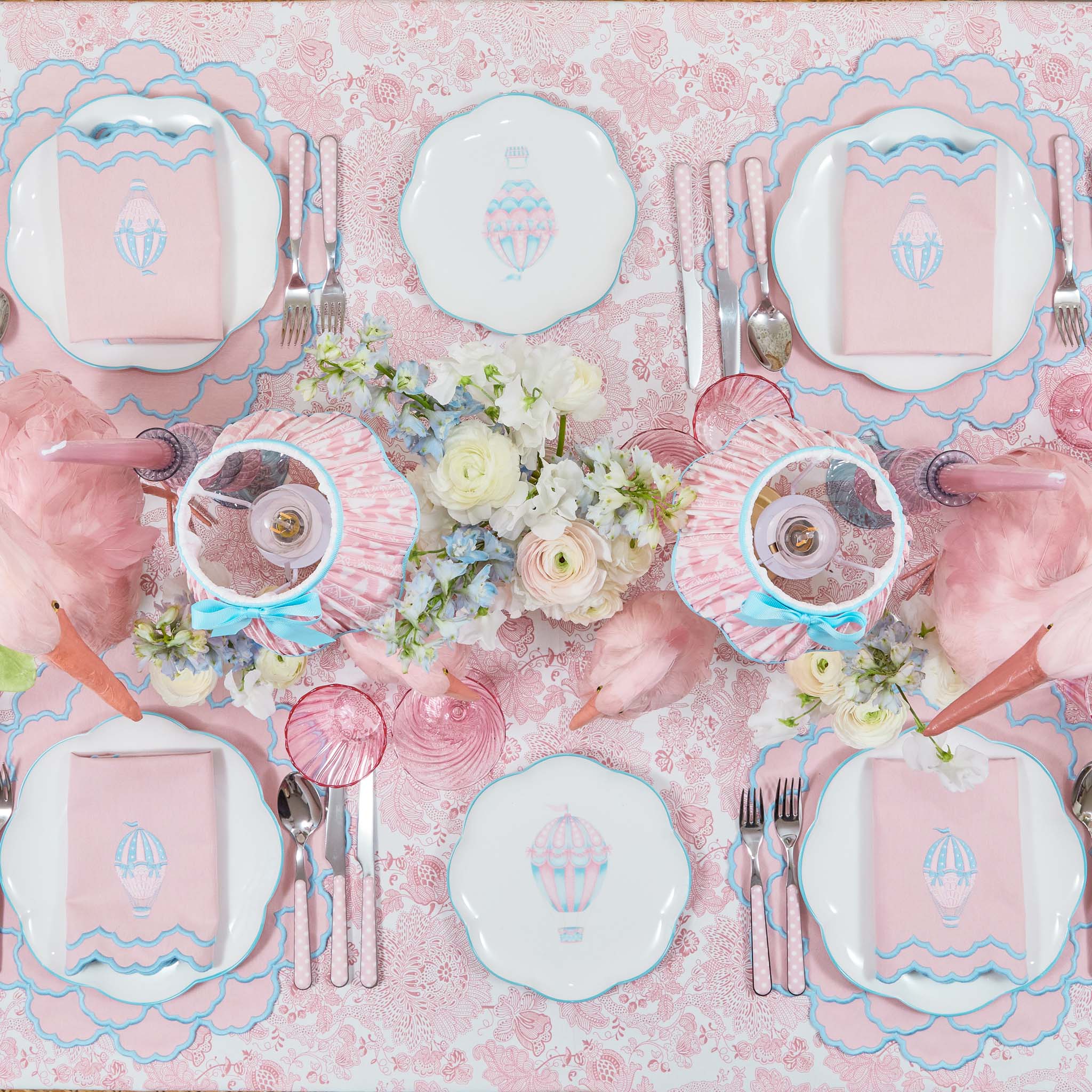 Sarah Pink & Blue Placemats (Set of 4) - Image 12