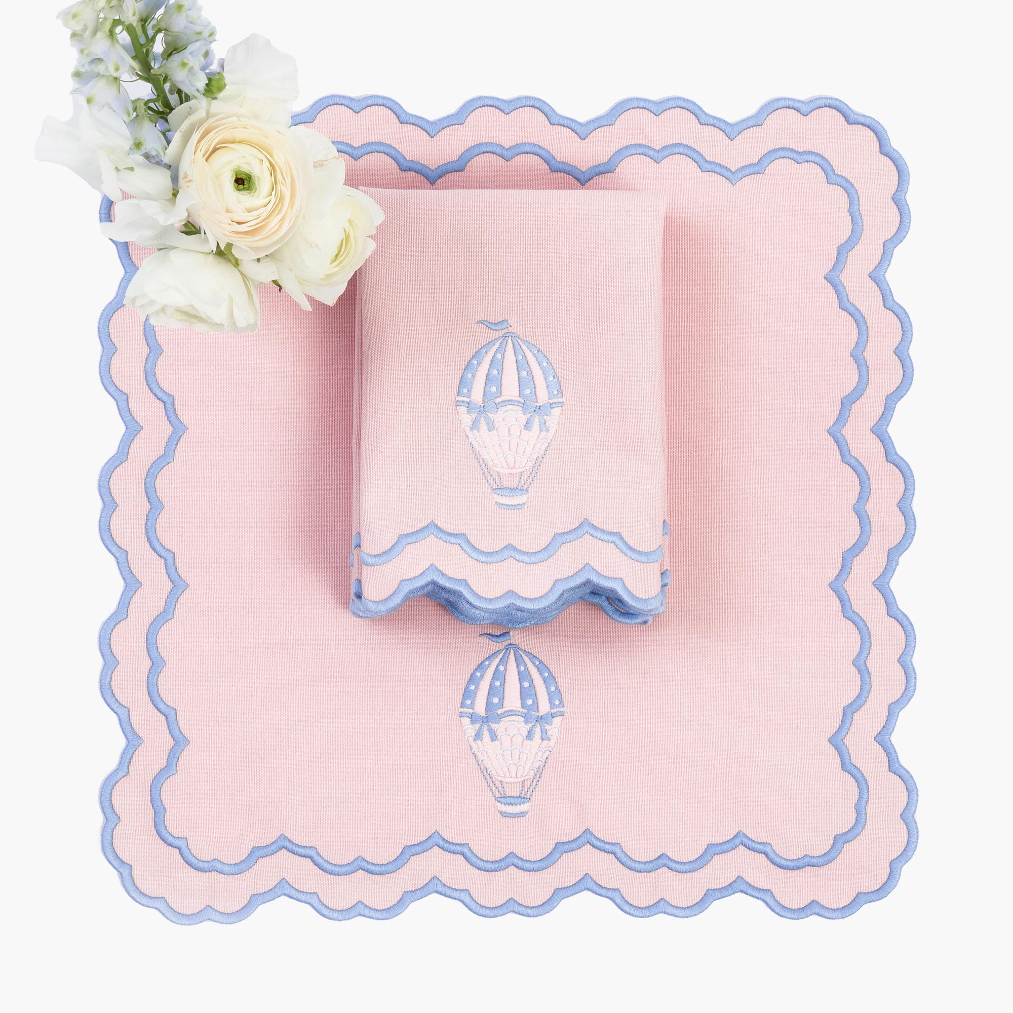 Sarah Pink & Blue Placemats & Hot Air Balloon Napkins (Set of 4) - Image 13