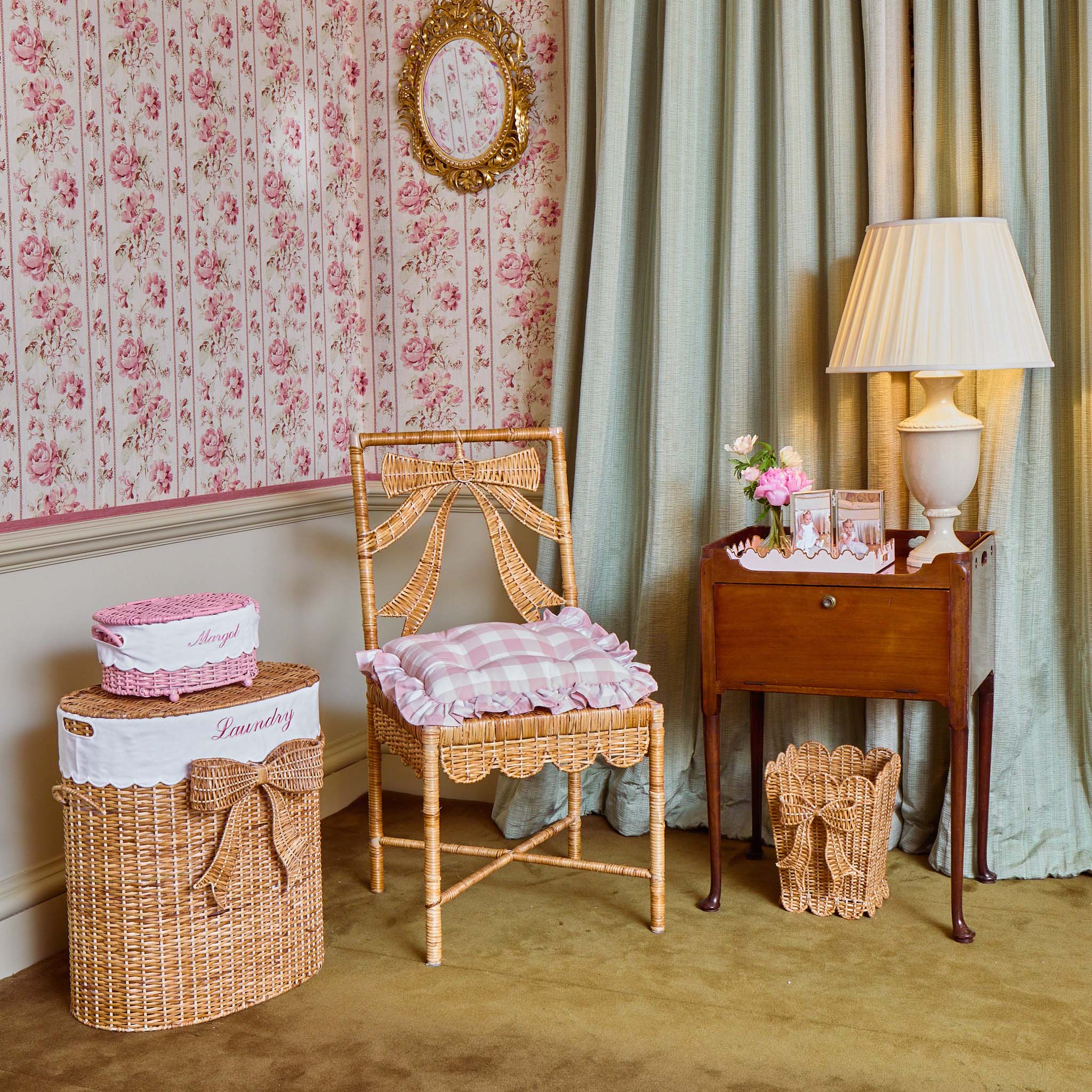 Scalloped Bow Rattan Waste Paper Bin - Image 5