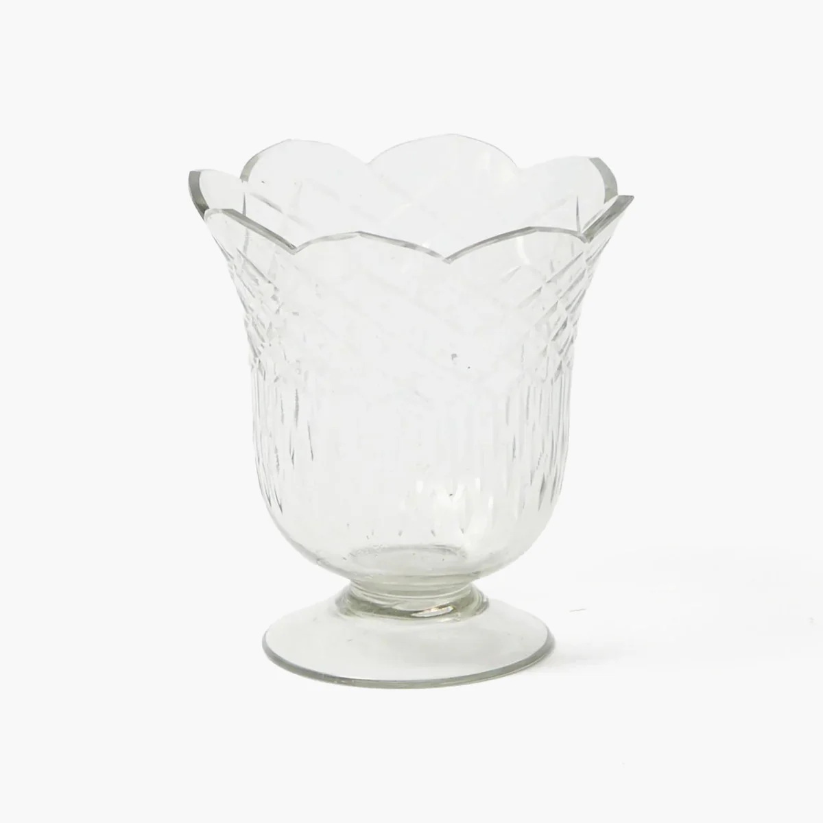 Scalloped Engraved Glass Vase - Image 9