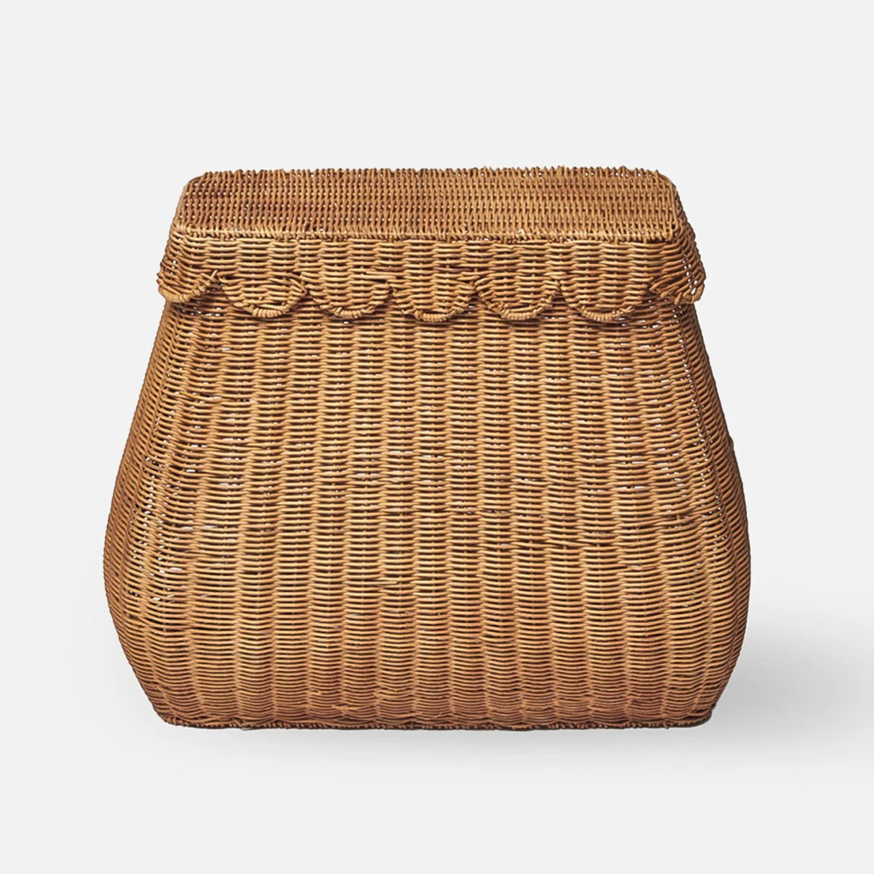 Scalloped Laundry Rattan Basket