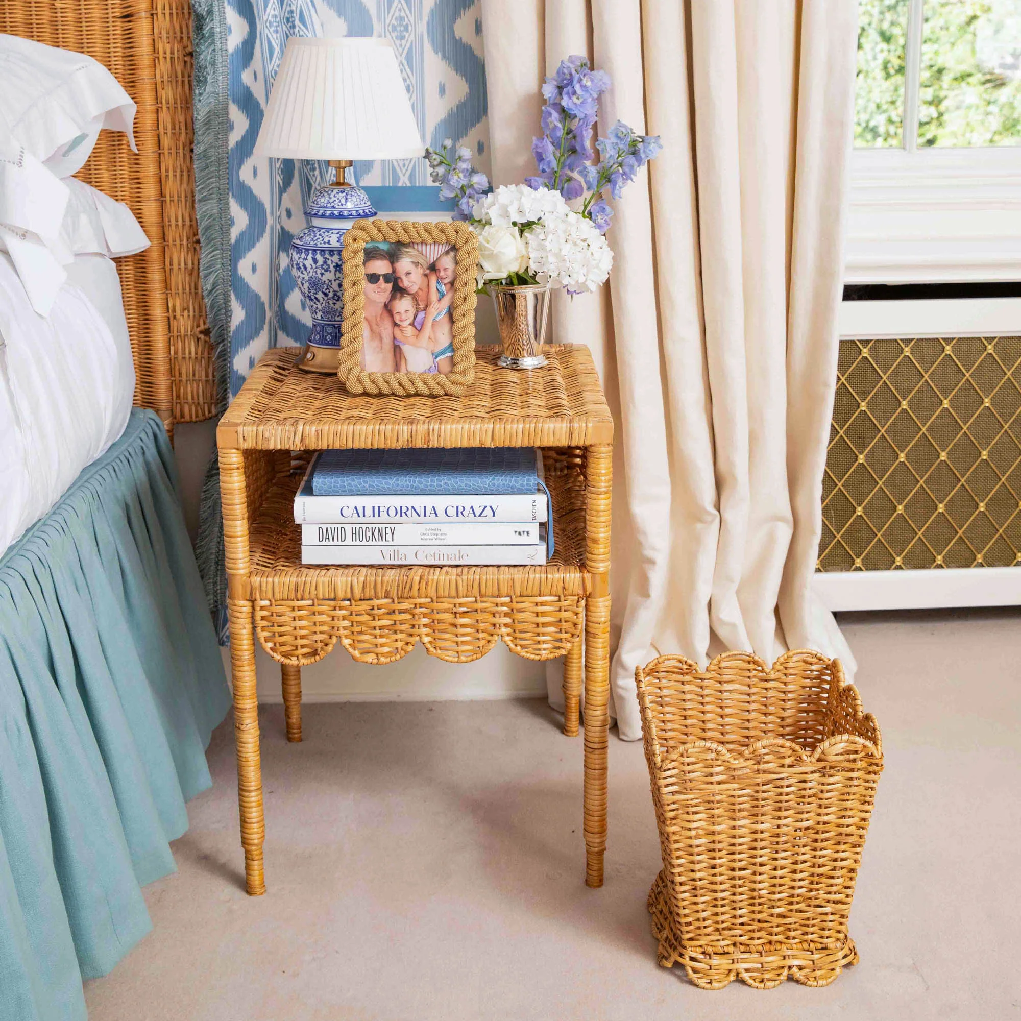 Scalloped Rattan Waste Paper Bin - Image 2